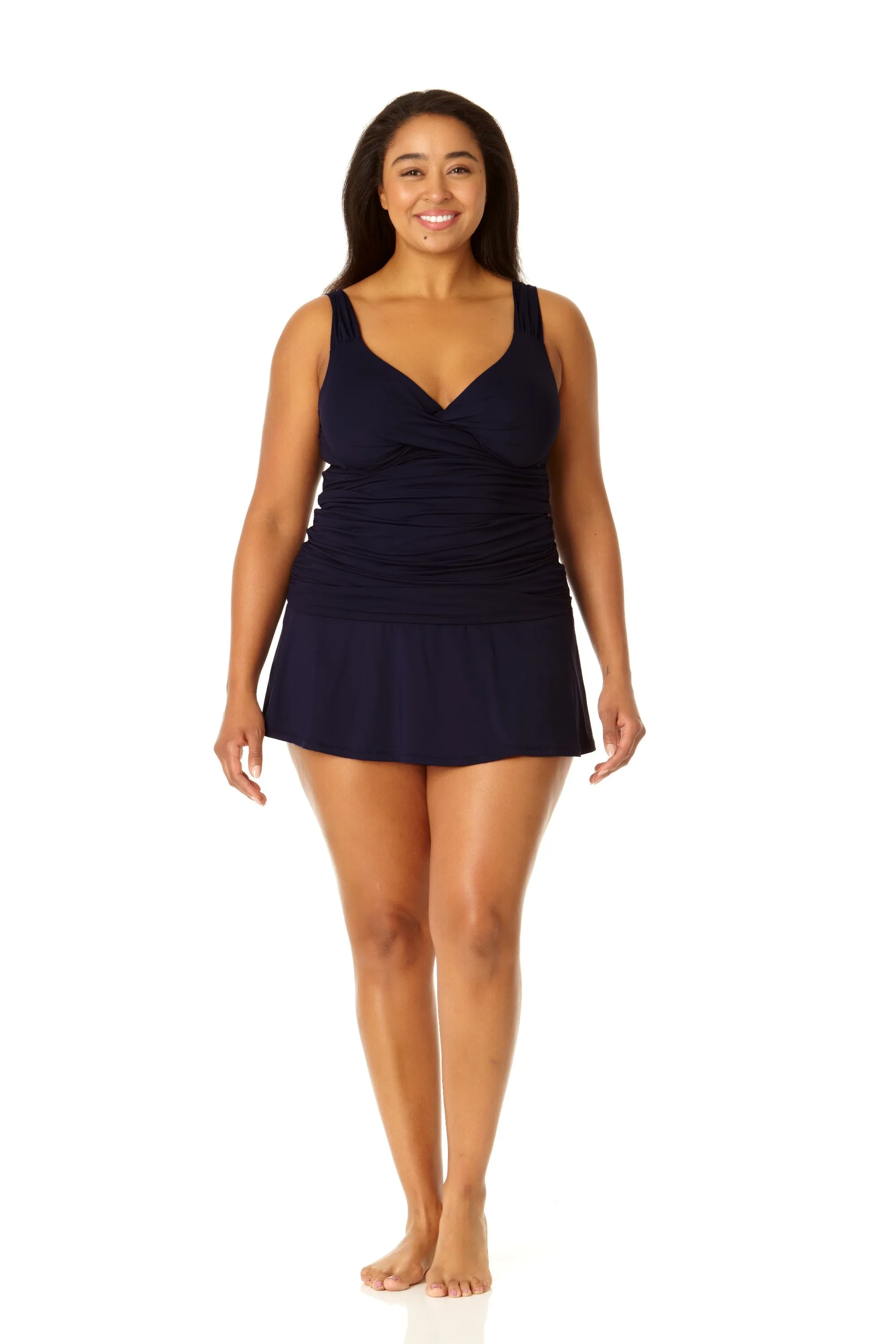 Anne Cole Plus - Twist Front Underwire Tankini Swim Top