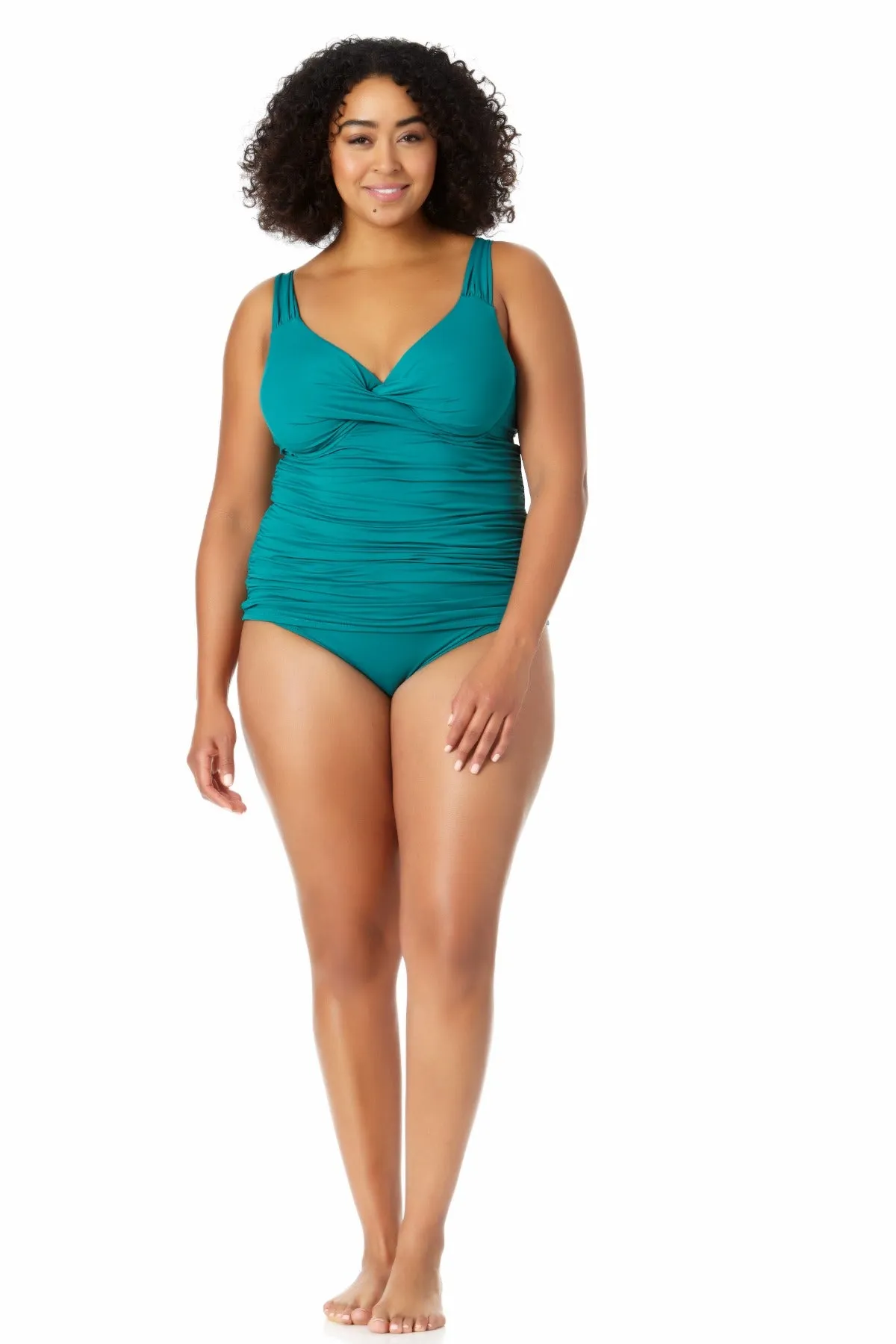 Anne Cole Plus - Twist Front Underwire Tankini Swim Top