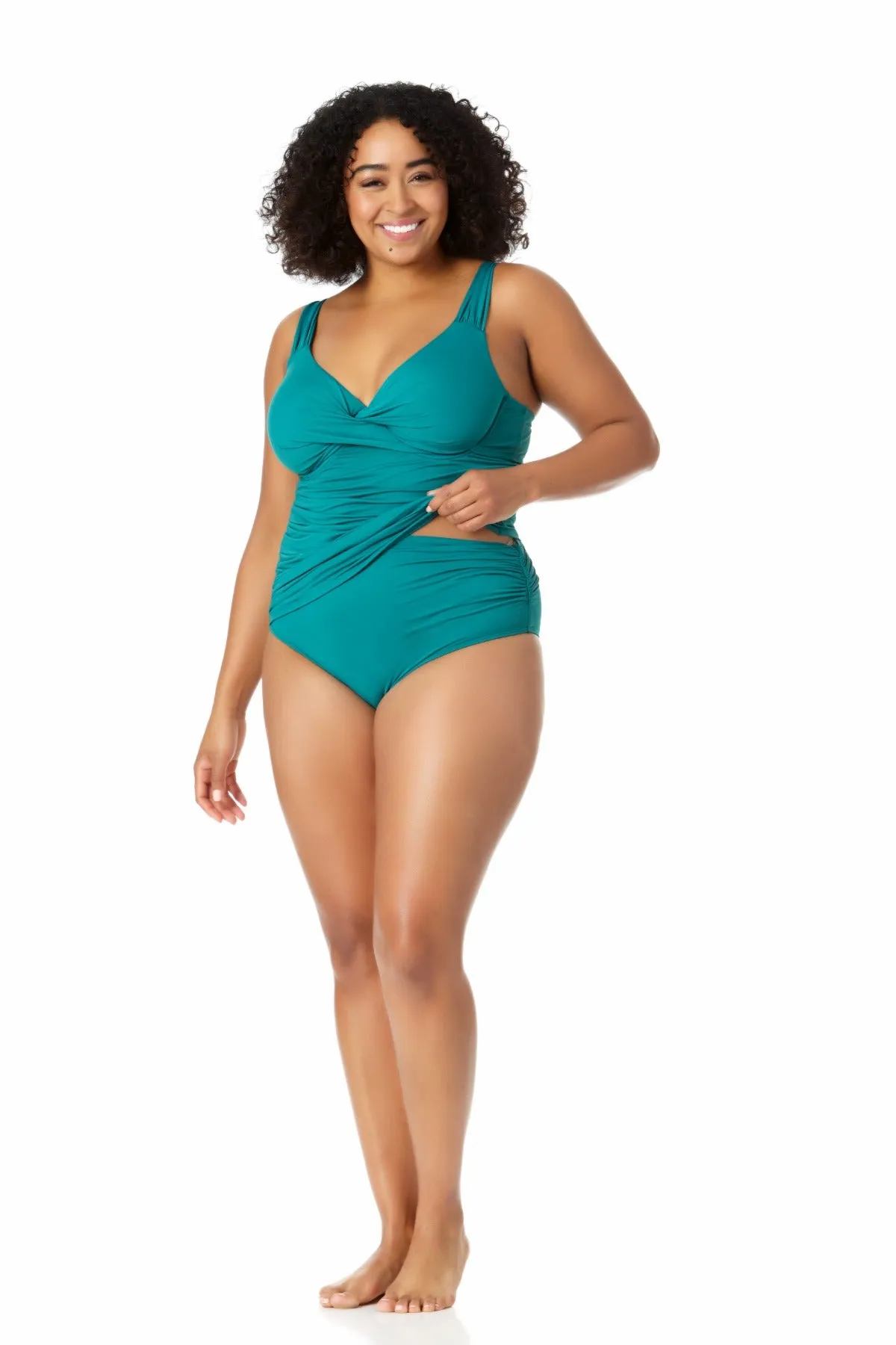 Anne Cole Plus - Twist Front Underwire Tankini Swim Top