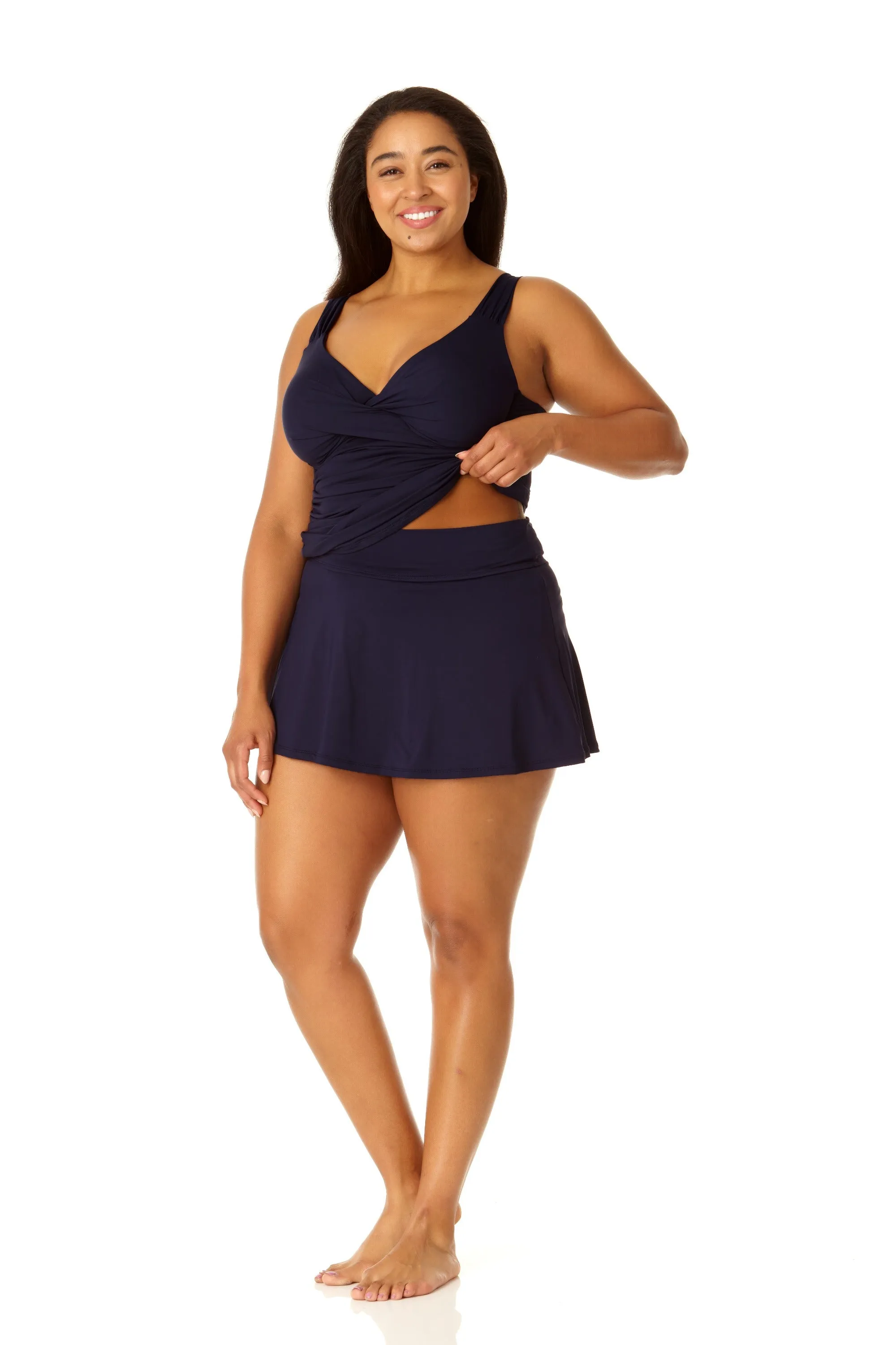 Anne Cole Plus - Twist Front Underwire Tankini Swim Top