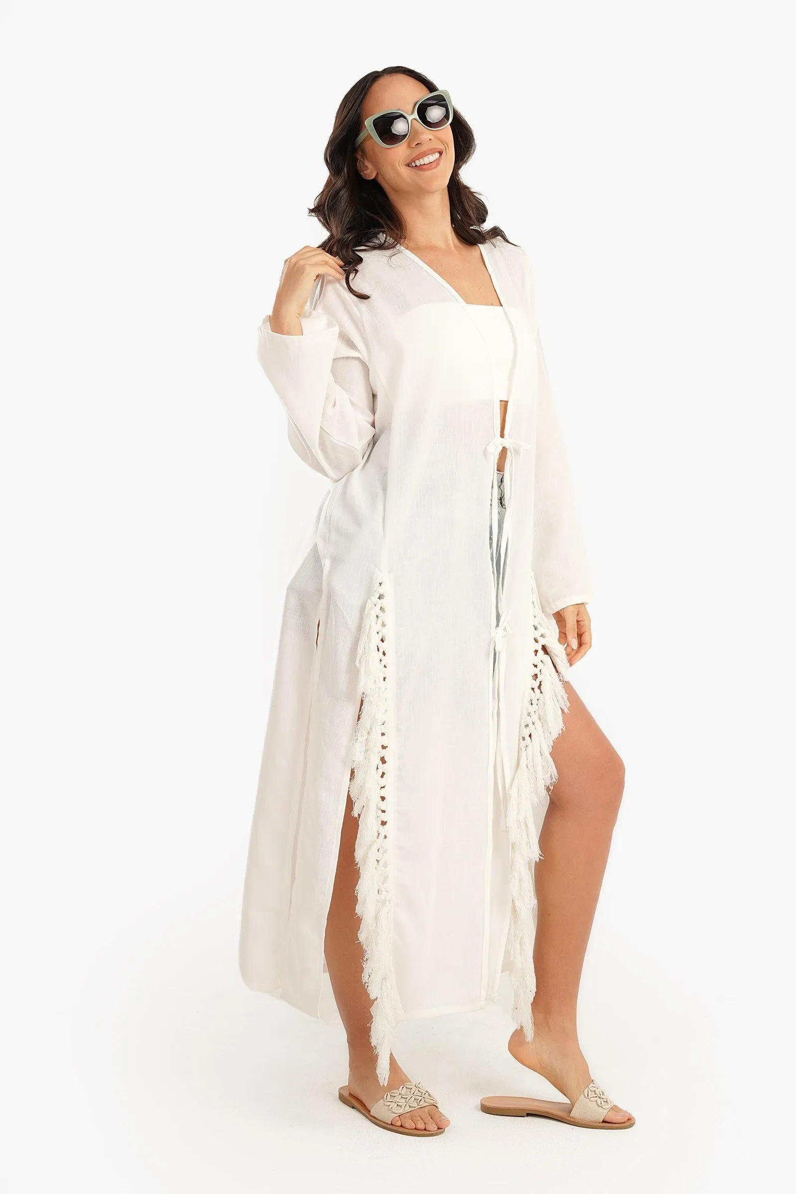 Beachwear Kimono with Fringes