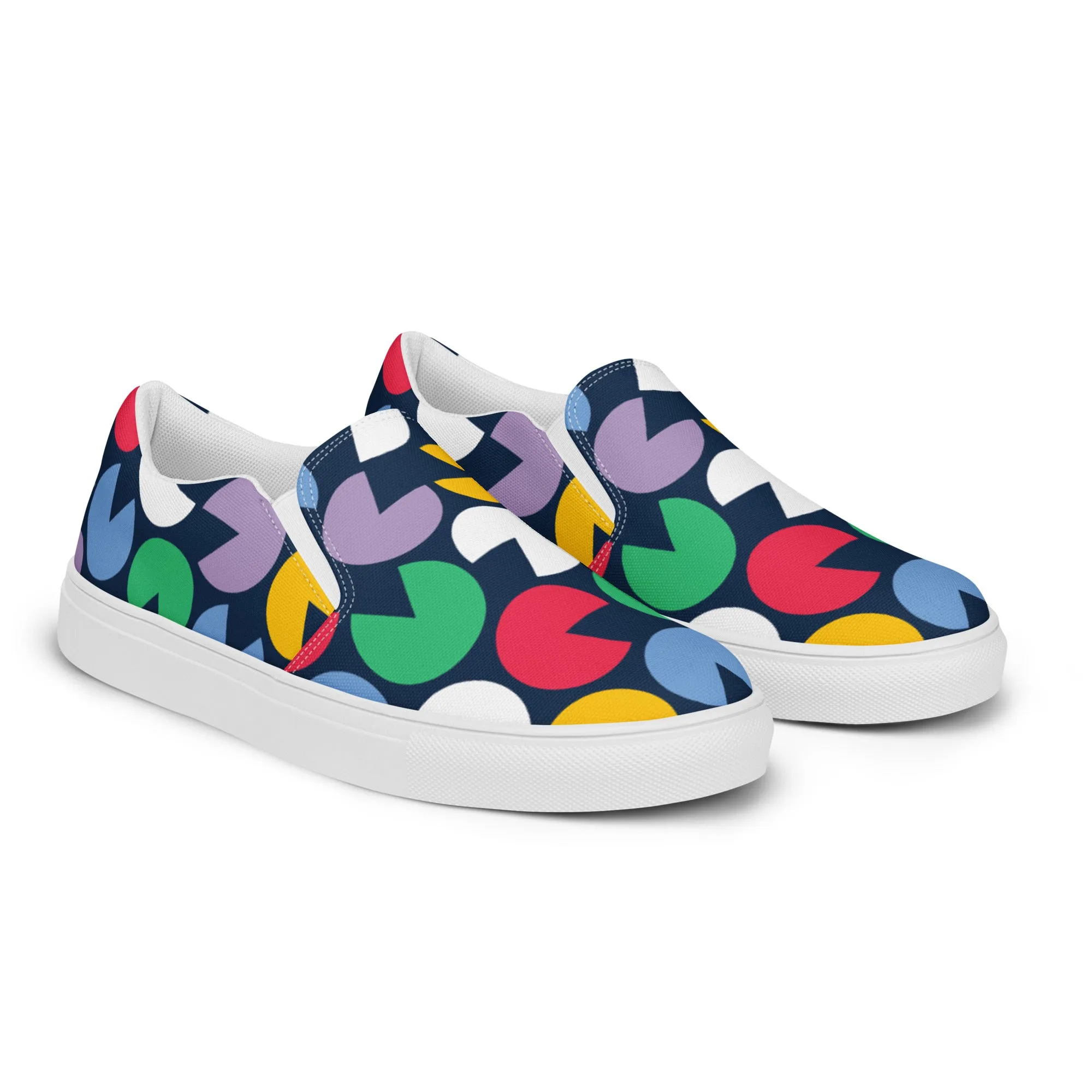 Blue Colorful Abstract Women's Sneakers, Unique Abstract Print Women’s Slip-On Canvas Shoes (US Size: 5-12)