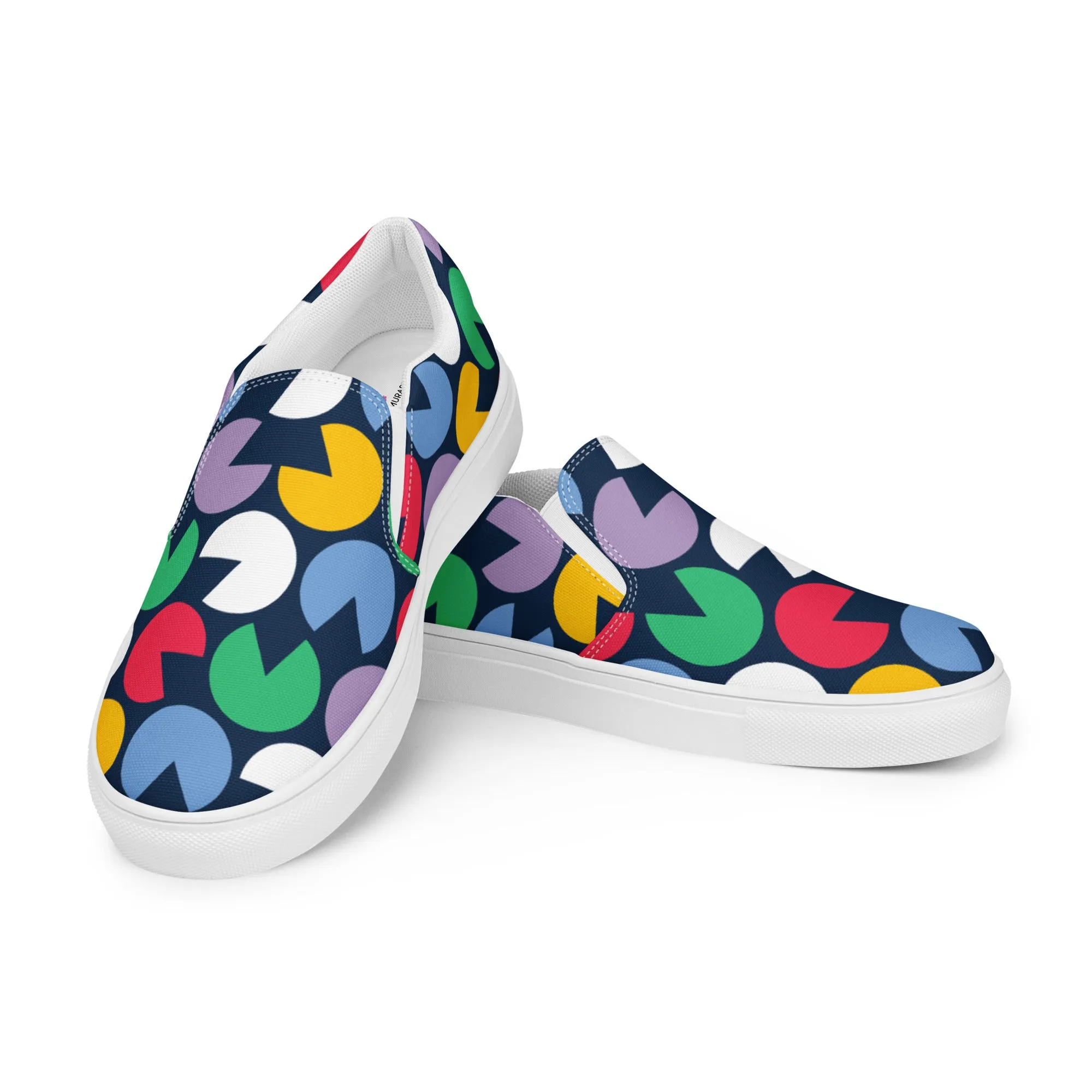 Blue Colorful Abstract Women's Sneakers, Unique Abstract Print Women’s Slip-On Canvas Shoes (US Size: 5-12)