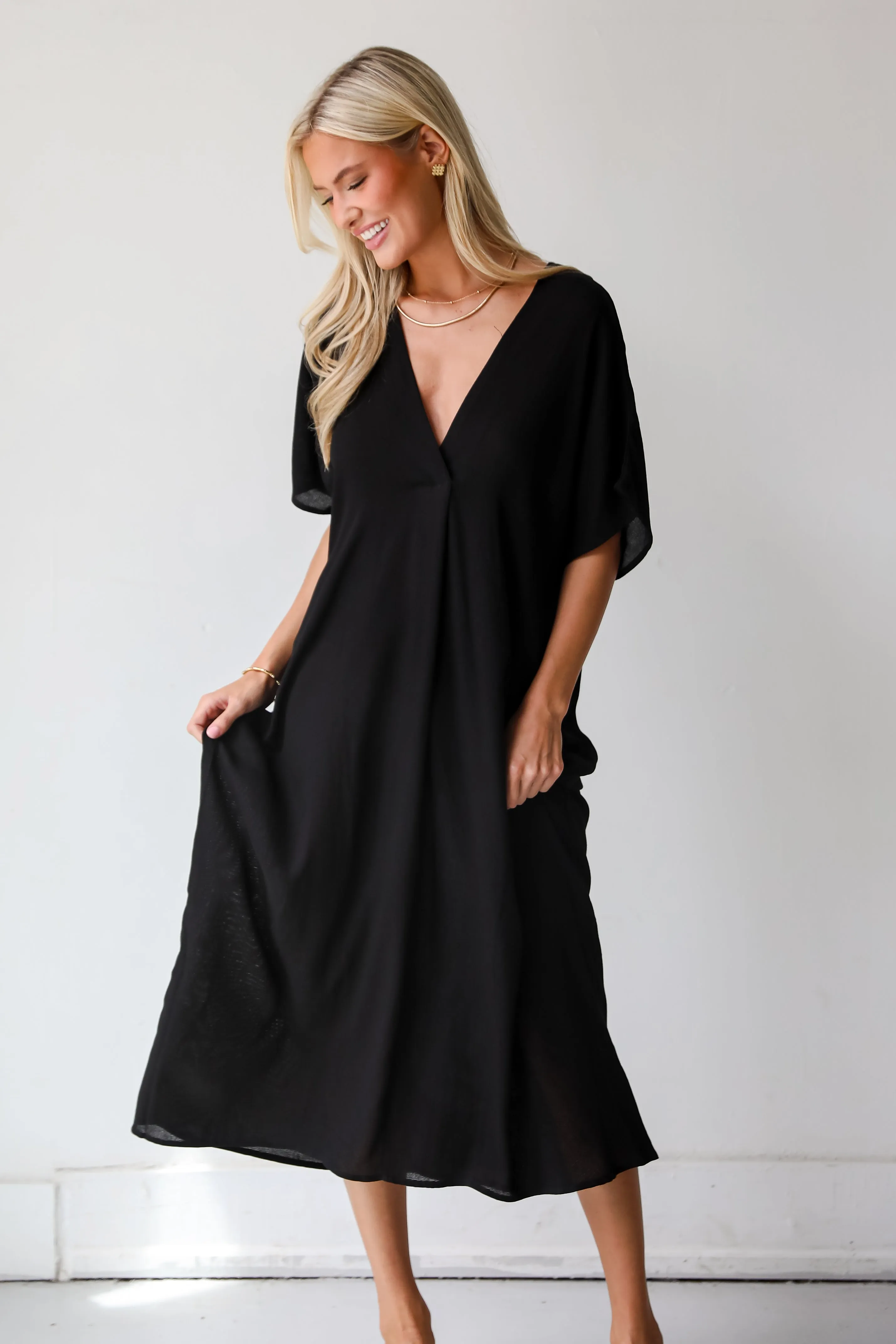 Boardwalk Sunsets Black Midi Dress - DU DEAL