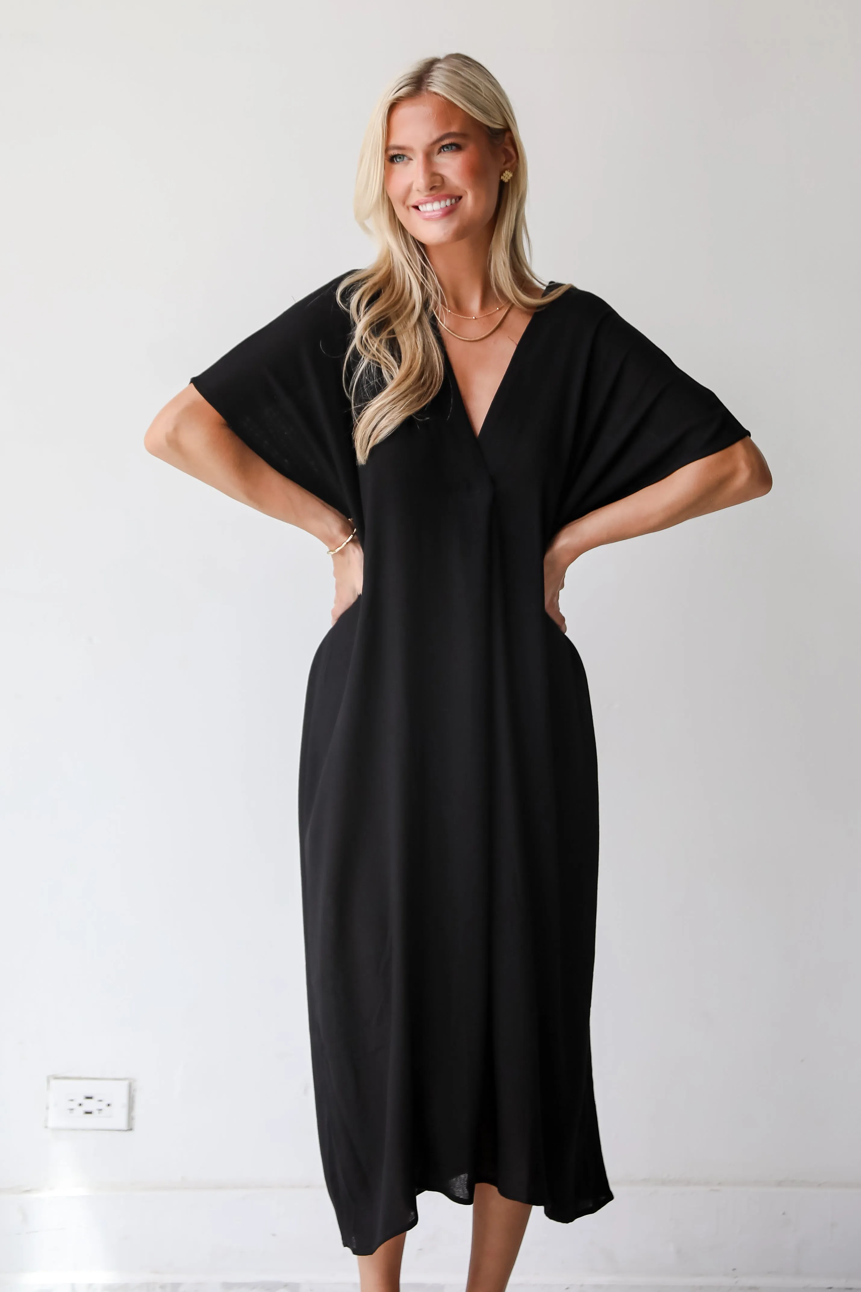 Boardwalk Sunsets Black Midi Dress - DU DEAL