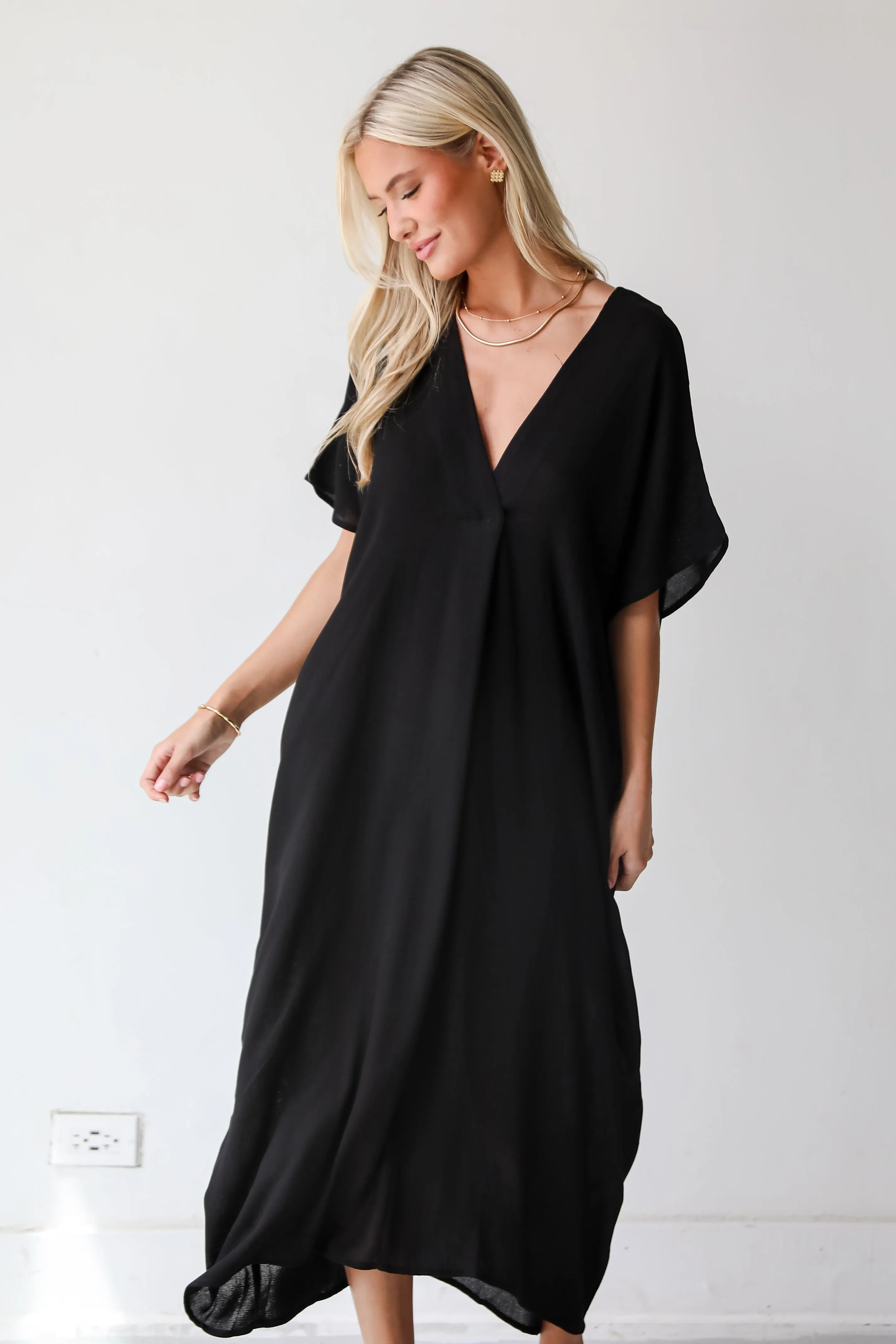 Boardwalk Sunsets Black Midi Dress - DU DEAL