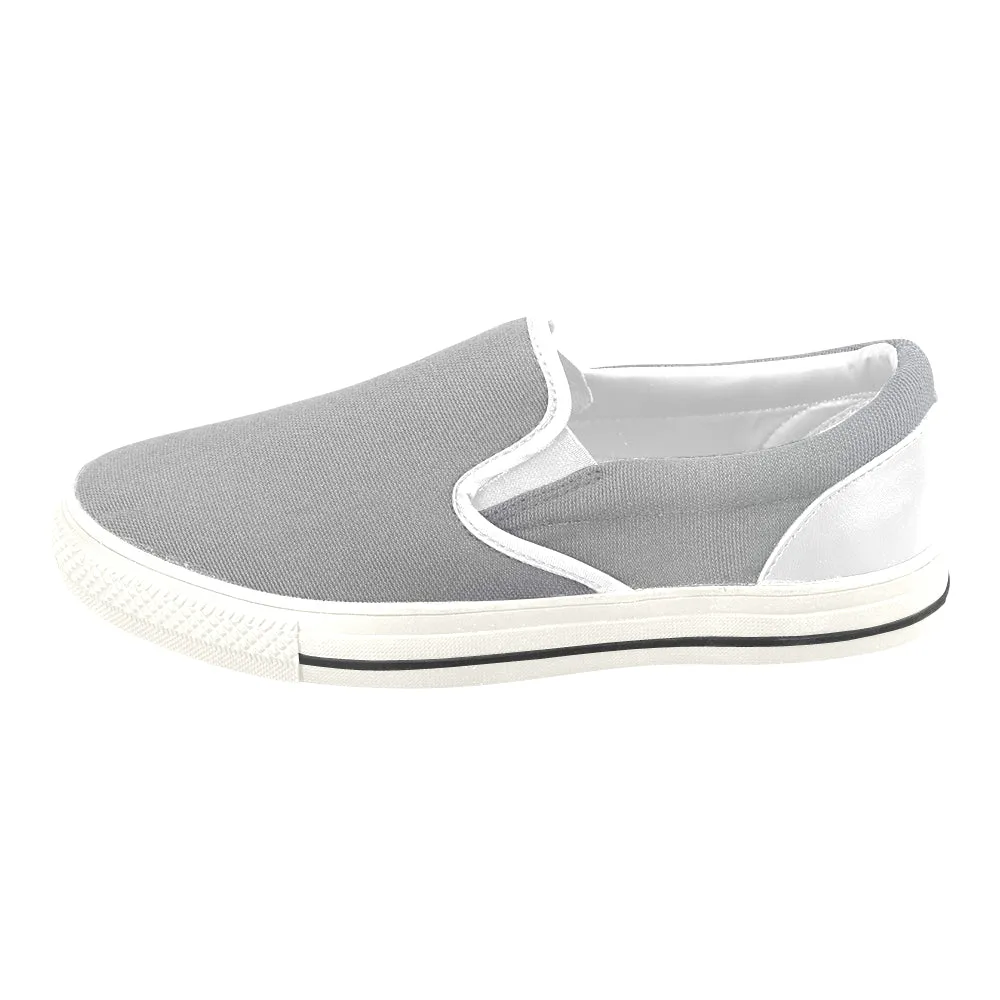 Buy Kids's Grey Solids Print Canvas Slip-on Shoes at TFS