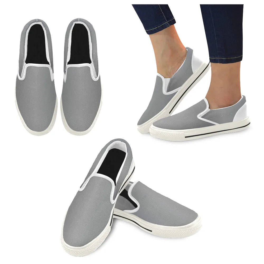 Buy Kids's Grey Solids Print Canvas Slip-on Shoes at TFS