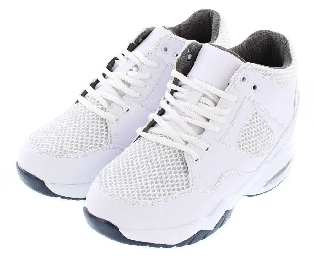 CALTO 3.4" Taller Men's Lightweight White Elevator Sneakers