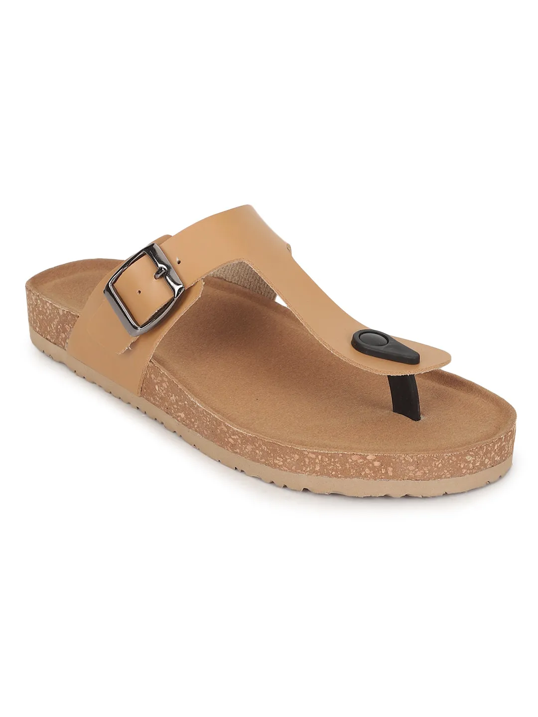 Camel PU Cork-Latex Footbed Flats (TC-070202-CML)