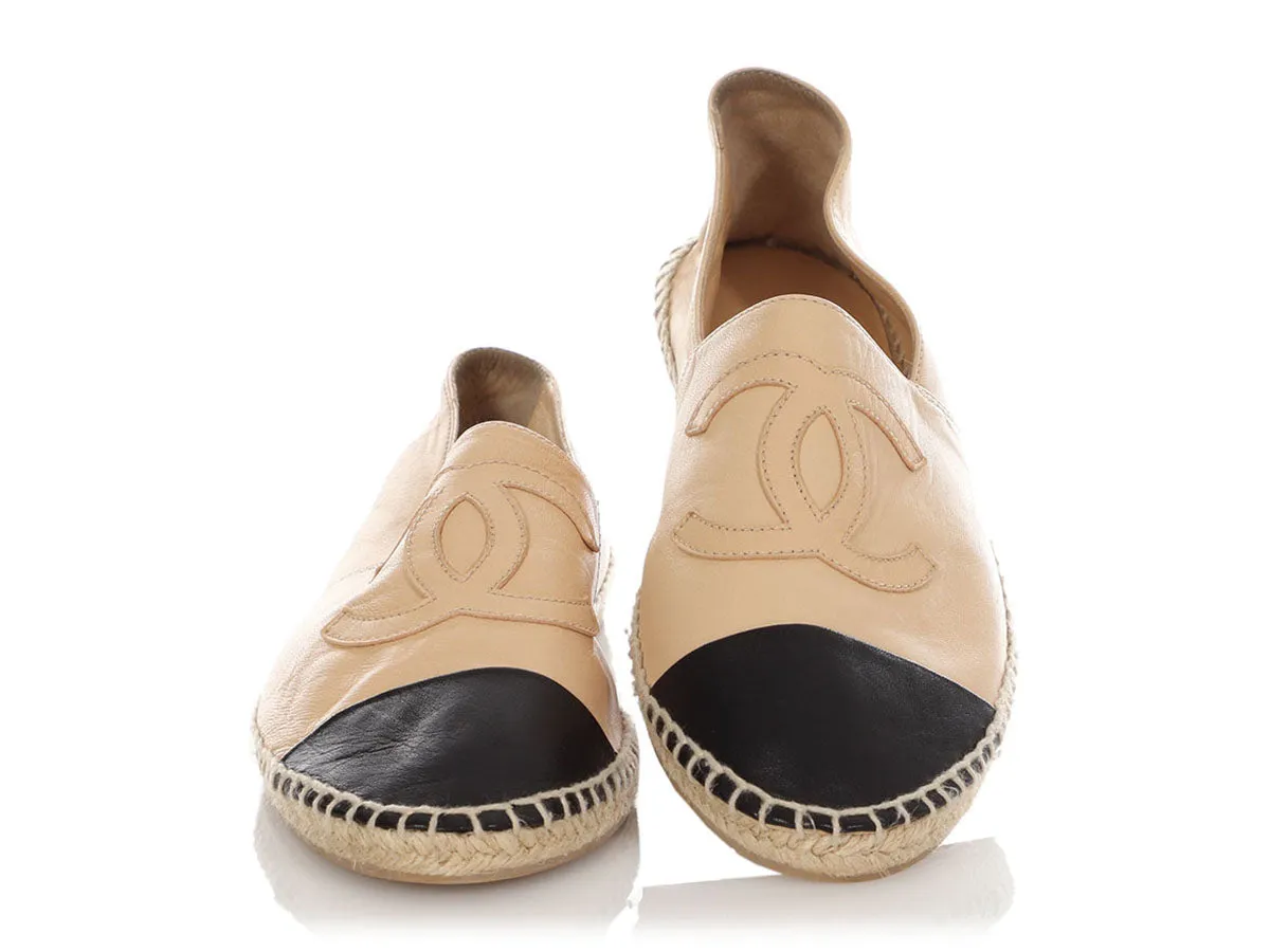 Chanel Beige and Black Espadrilles