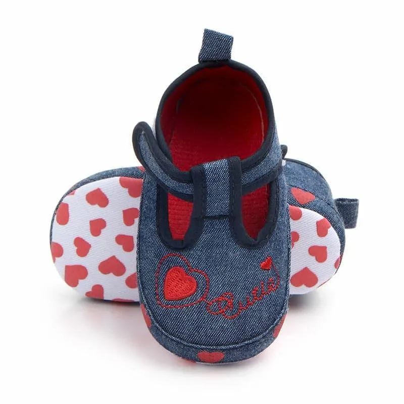 Denim Non-slip Baby Toddler Shoes with Baby Hearts