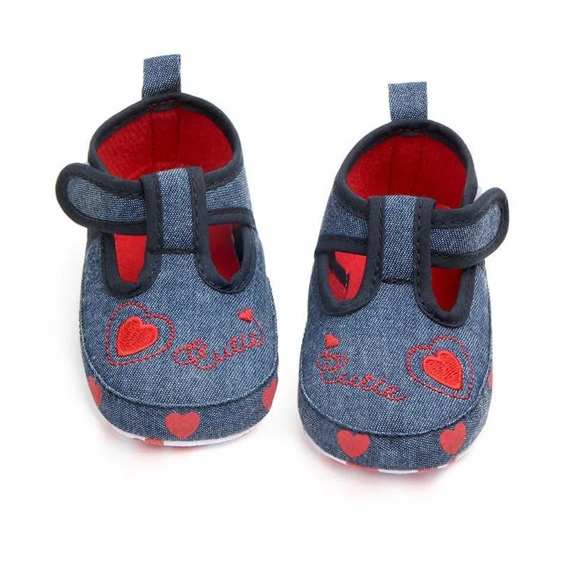 Denim Non-slip Baby Toddler Shoes with Baby Hearts