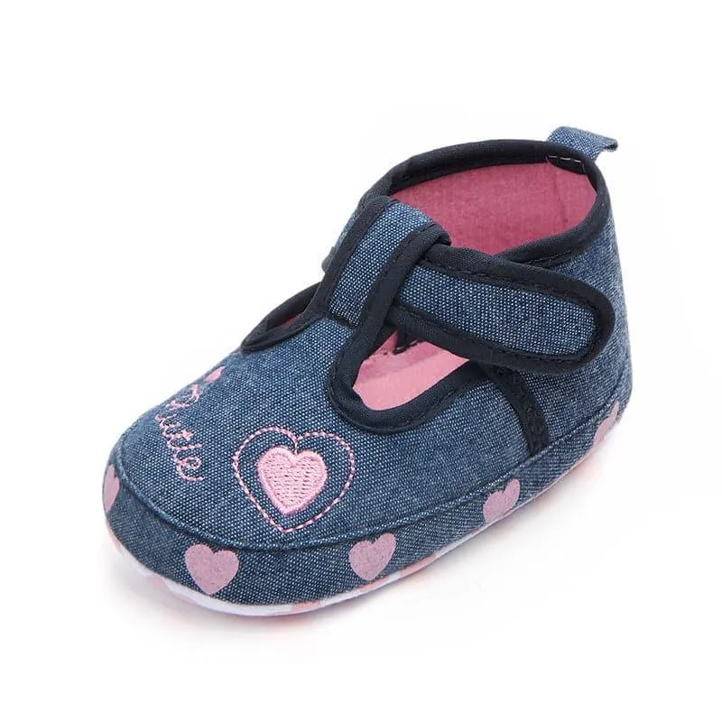 Denim Non-slip Baby Toddler Shoes with Baby Hearts