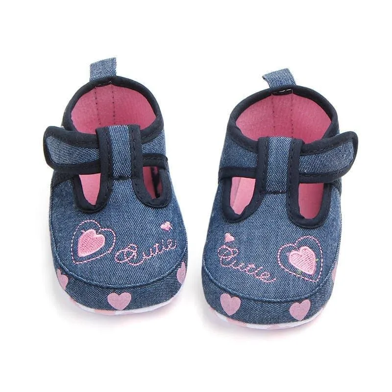 Denim Non-slip Baby Toddler Shoes with Baby Hearts