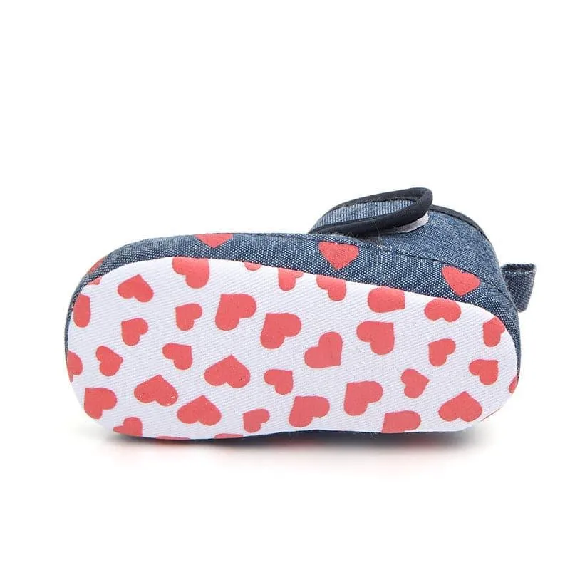 Denim Non-slip Baby Toddler Shoes with Baby Hearts