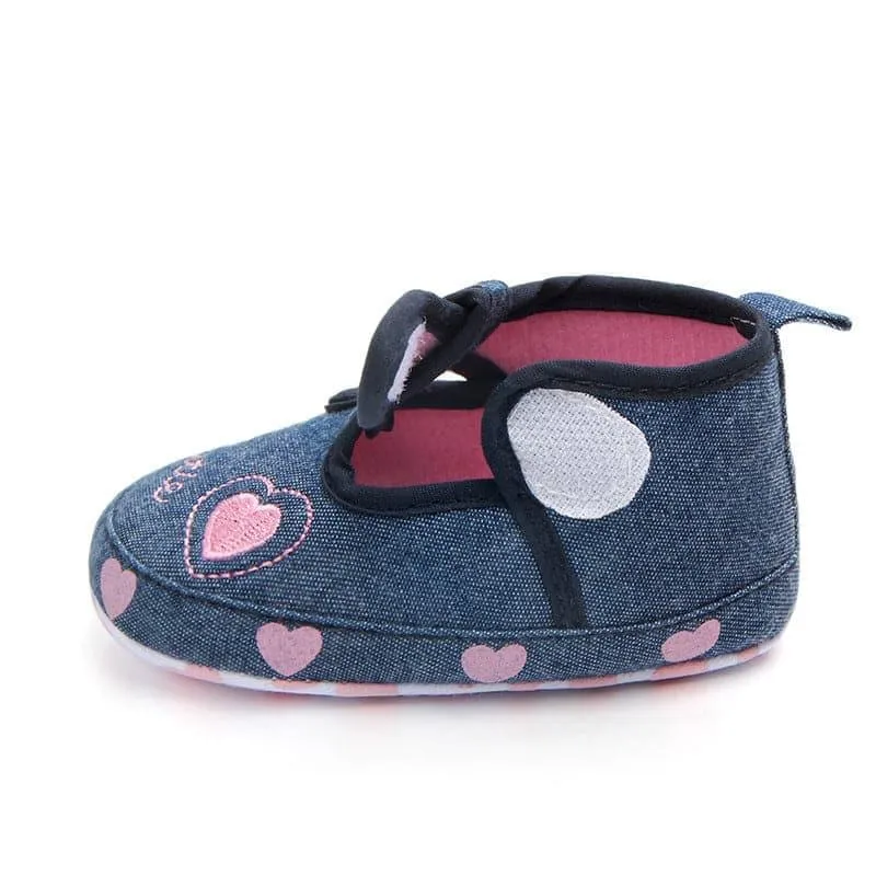 Denim Non-slip Baby Toddler Shoes with Baby Hearts