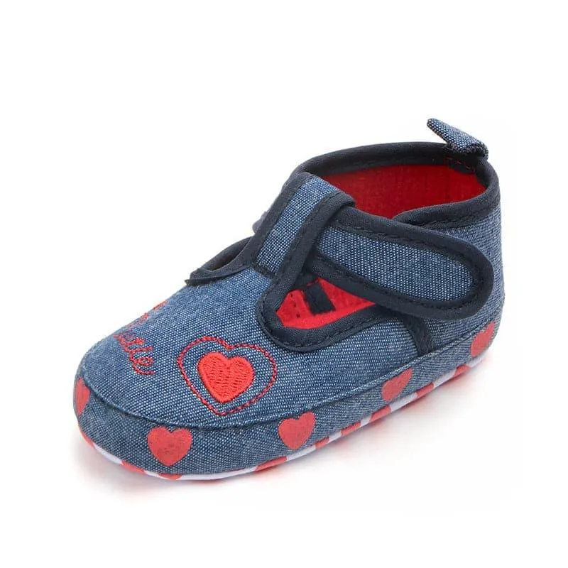 Denim Non-slip Baby Toddler Shoes with Baby Hearts