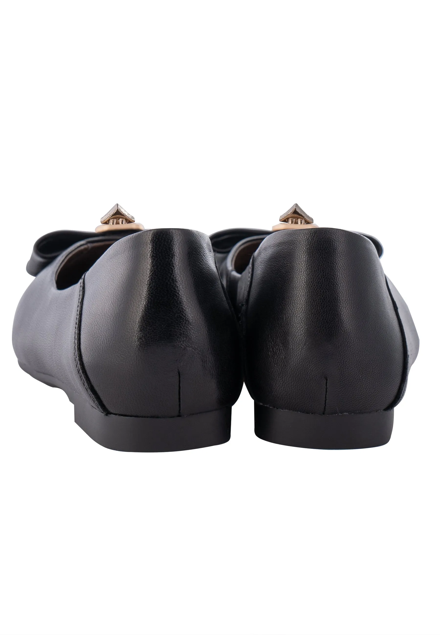 Elegant Bow Accent Ballerinas - Black