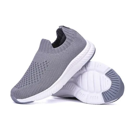 Engtoy Kids Boys Girls Running Shoes Comfortable Lightweight Walking Shoes Athletic Slip on Sock Sneakers (Toddler/Little Kid/Big Kid), Gray, 10