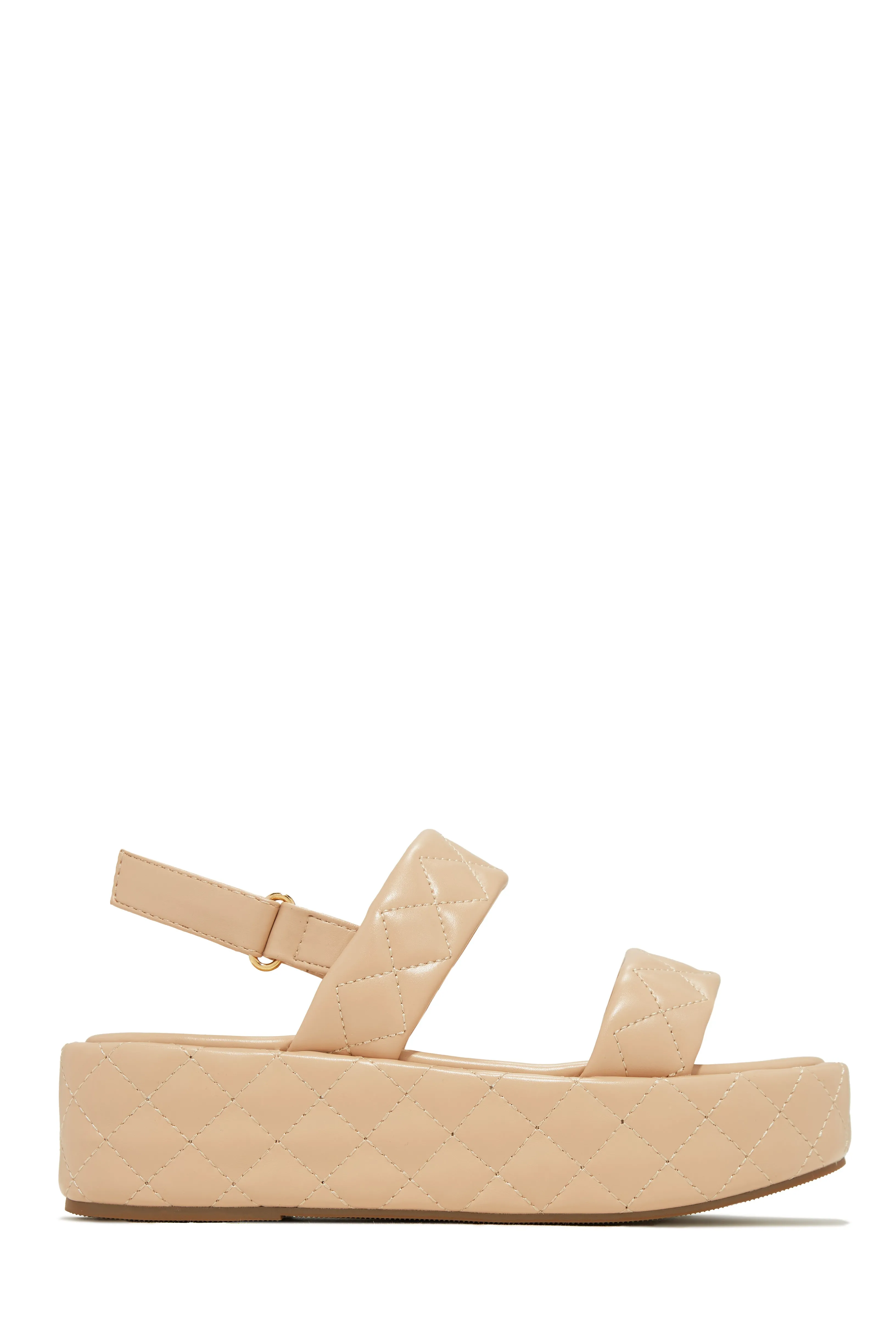 Euro Summer Quilted Platform Sandals - Nude