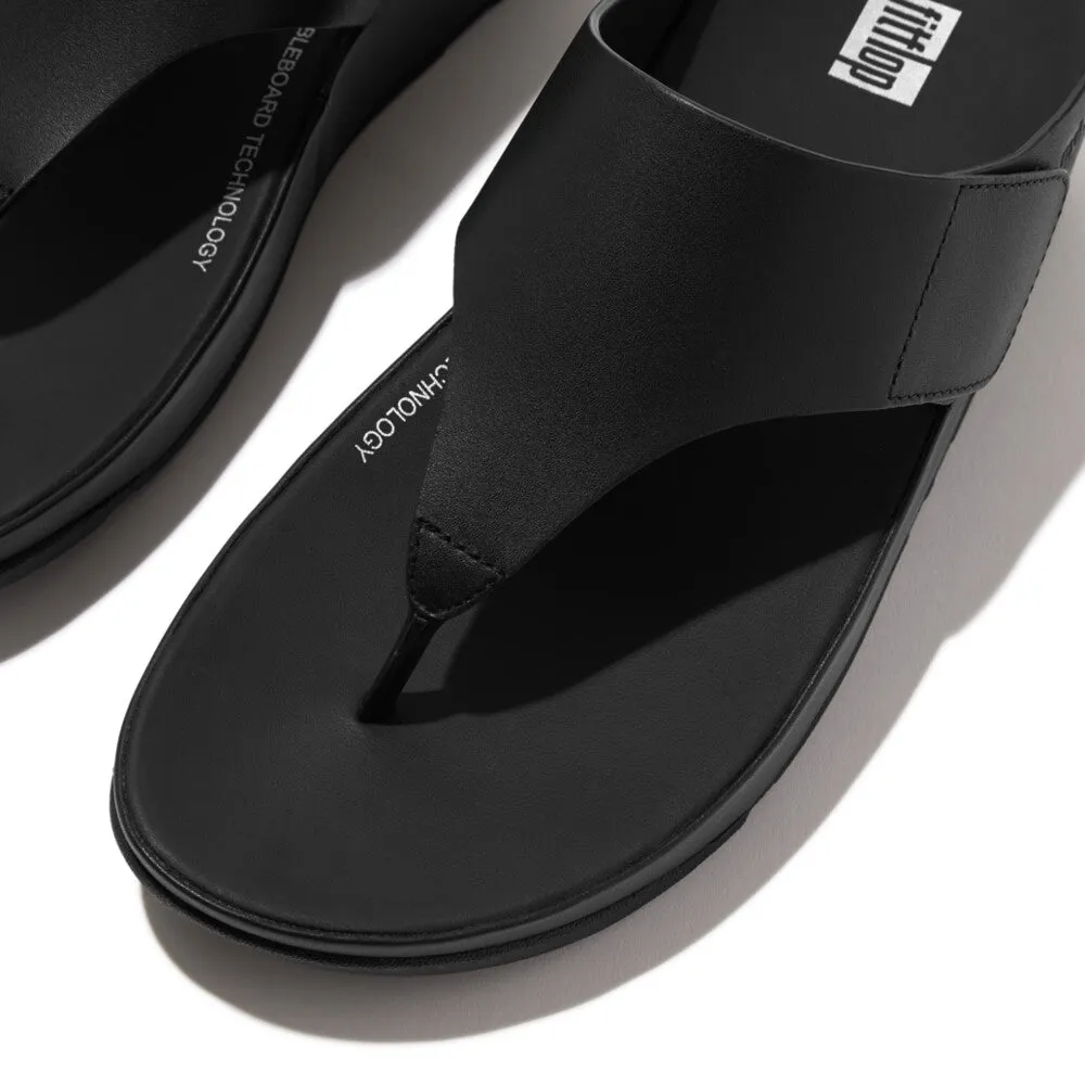 FitFlop Shuv Adjustable Leather Toe Post Black