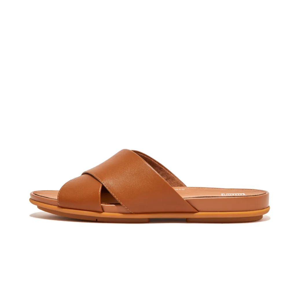 Gracie Leather Cross Slides