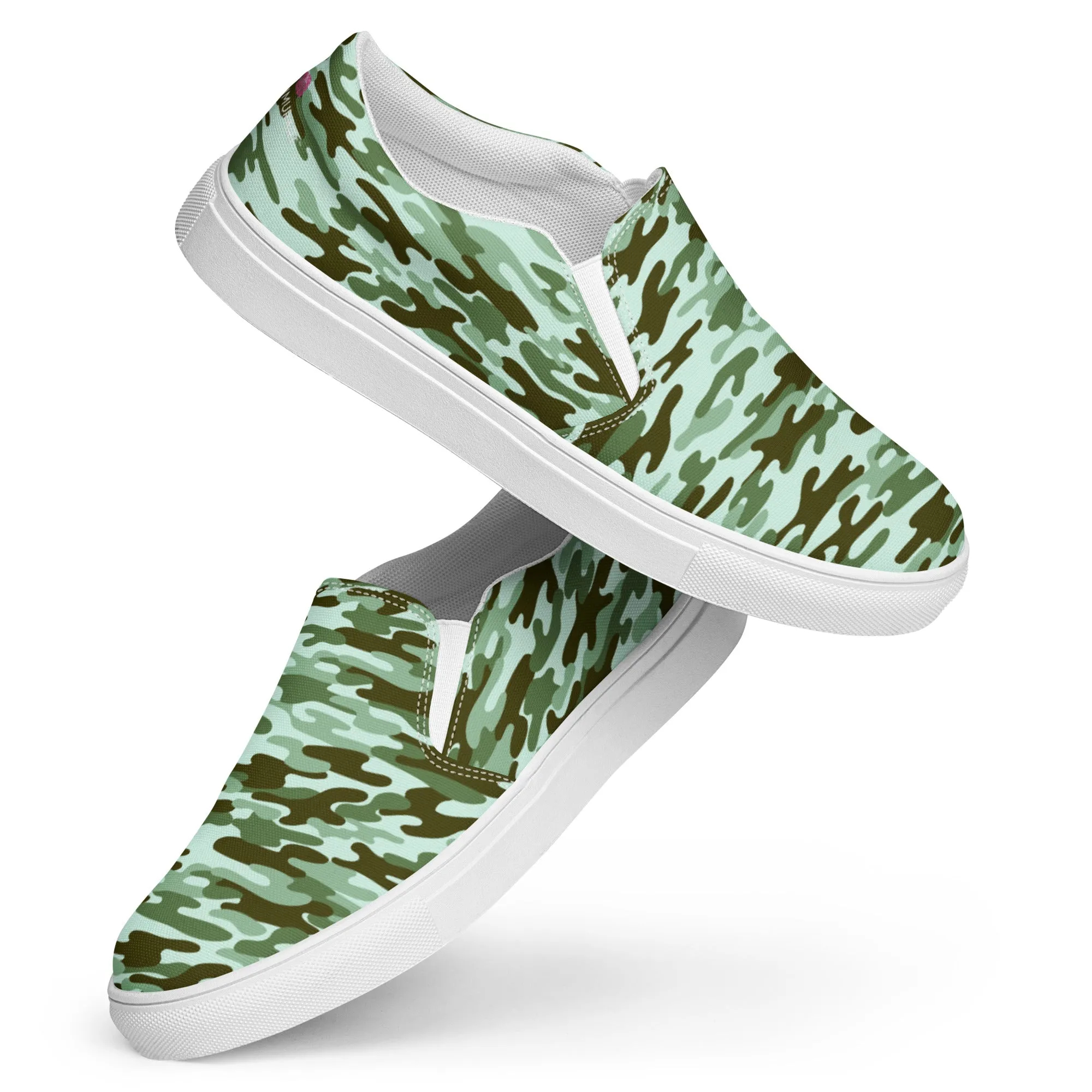 Green Army Print Women's Sneakers, Camouflaged Army Print Women’s Slip-On Canvas Shoes (US Size: 5-12)