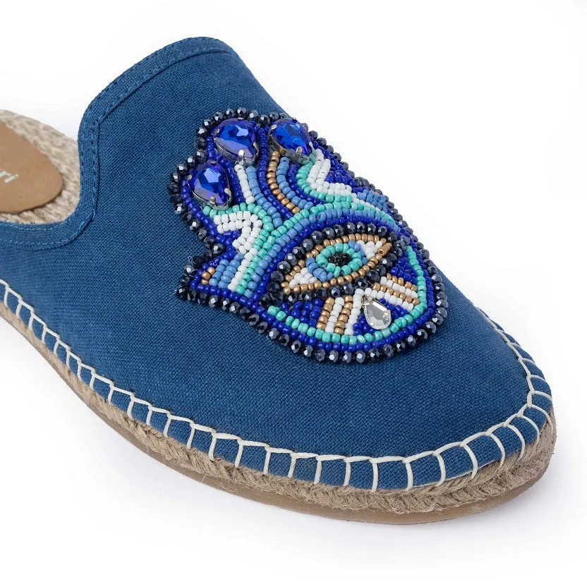 Hamsa Blue Espadrilles Flats