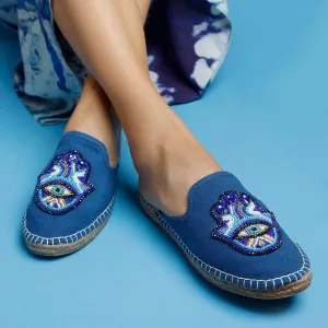 Hamsa Blue Espadrilles Flats