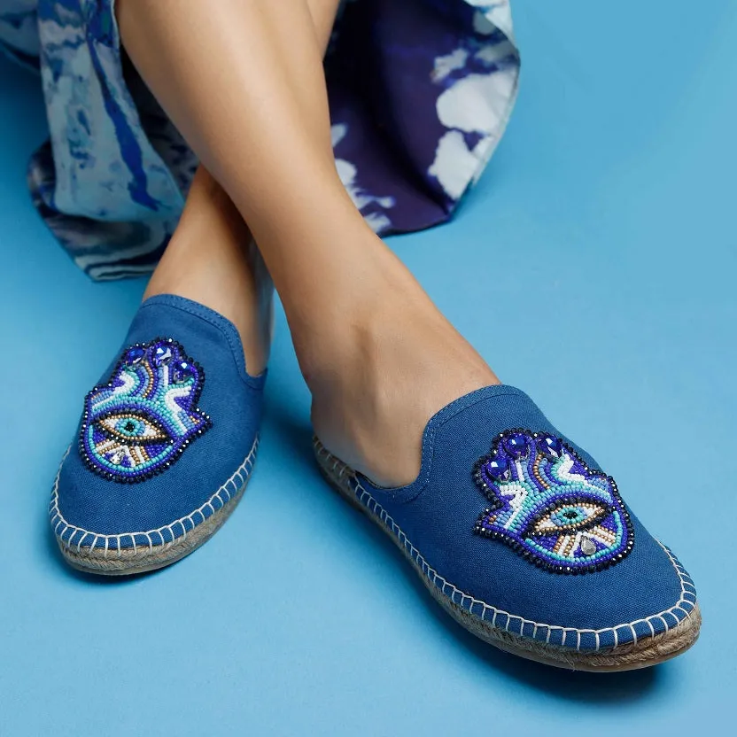 Hamsa Blue Espadrilles Flats