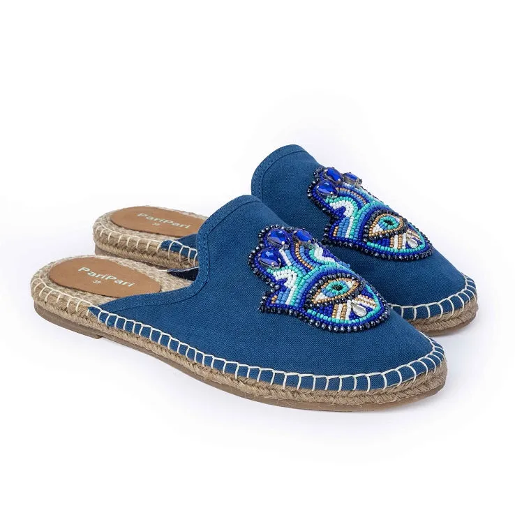 Hamsa Blue Espadrilles Flats