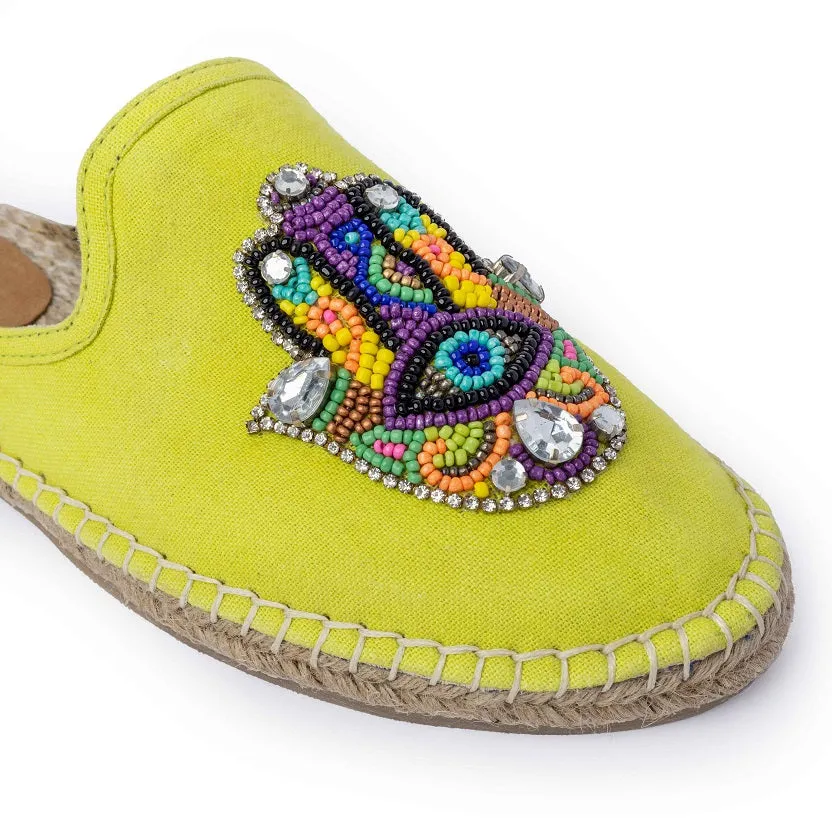 Hamsa Green Espadrilles Flats