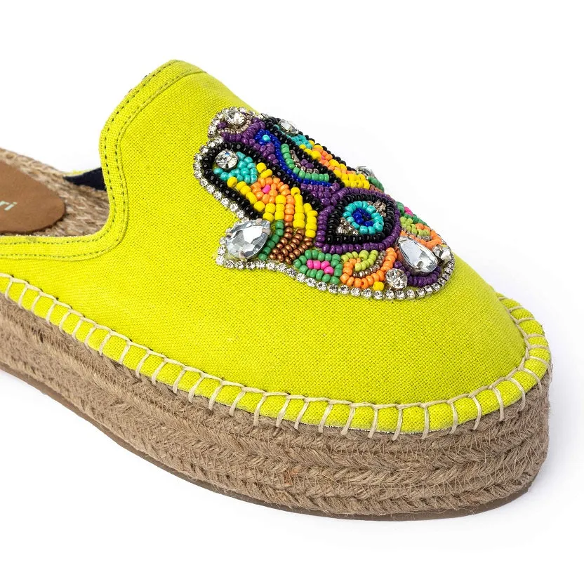 Hamsa Green Espadrilles  Platform