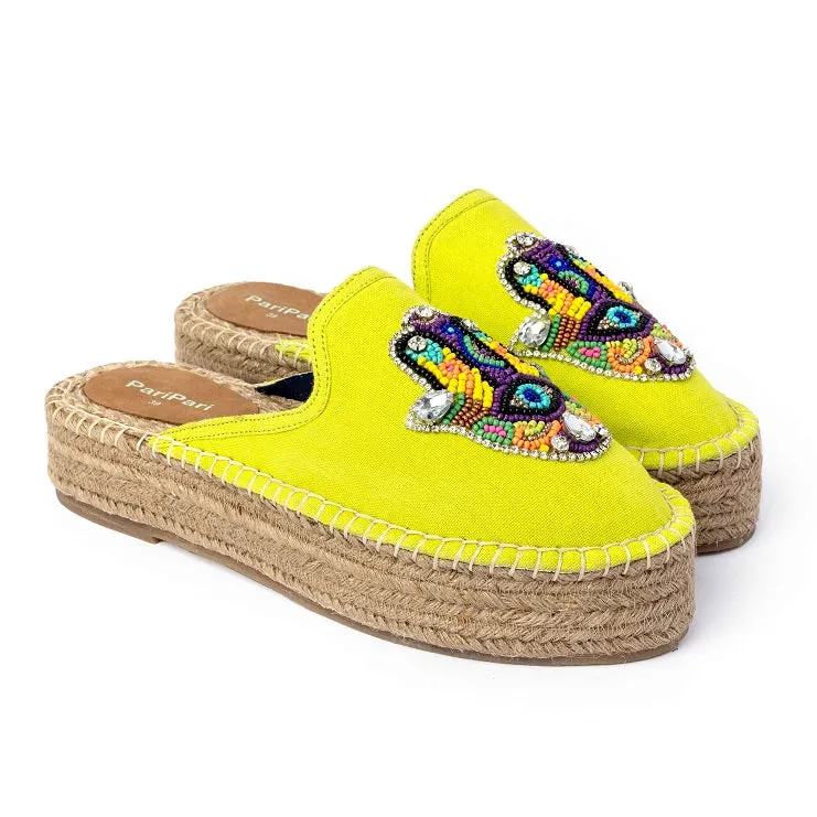 Hamsa Green Espadrilles  Platform