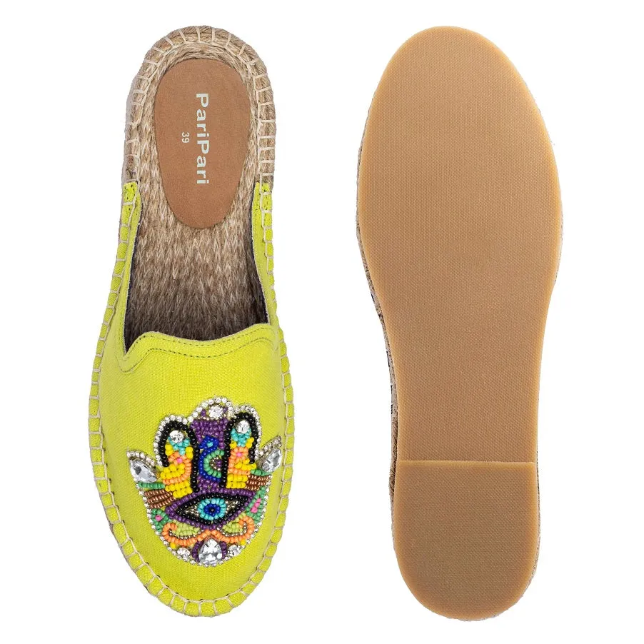 Hamsa Green Espadrilles  Platform