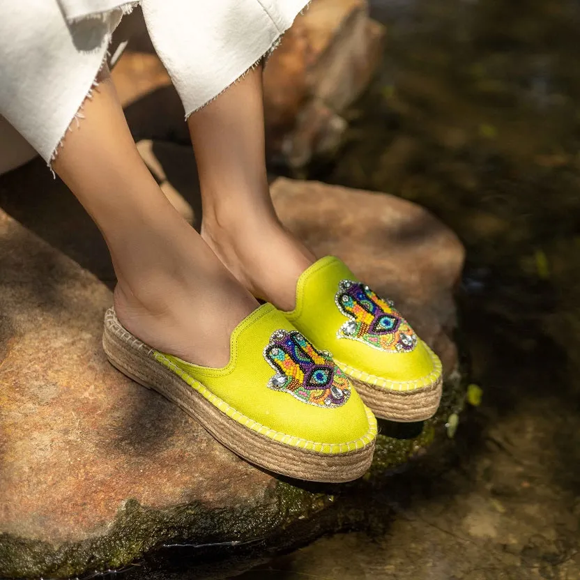 Hamsa Green Espadrilles  Platform