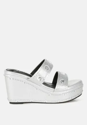 Iki Diki Rhinestone & Diamante Wedge Sandals