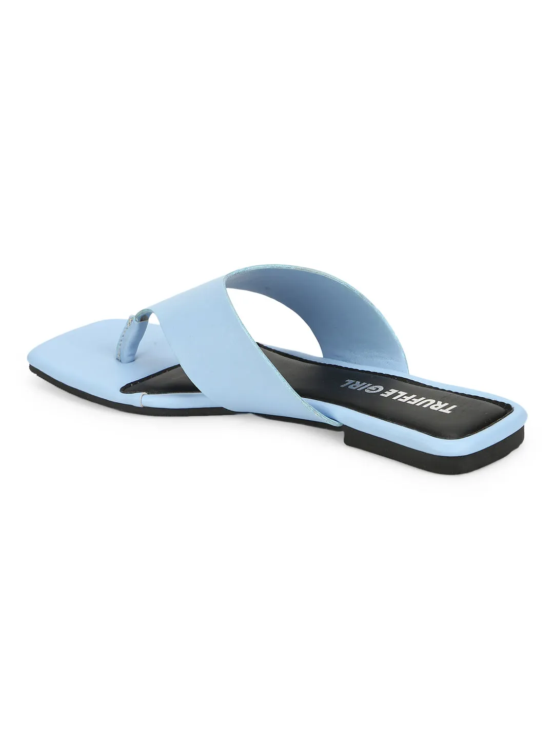 Light Blue PU Square Toe Slippers (TC-RLST14-BLU)