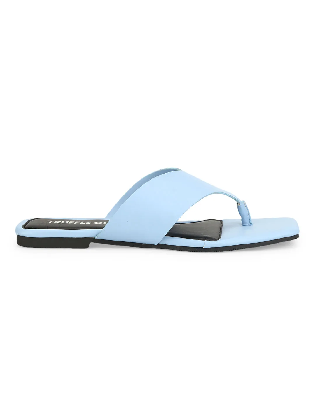 Light Blue PU Square Toe Slippers (TC-RLST14-BLU)