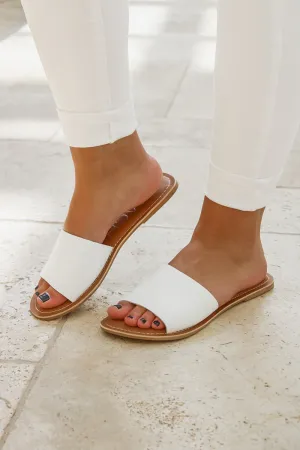 Matisse: Cabana Leather Slide Sandal - White