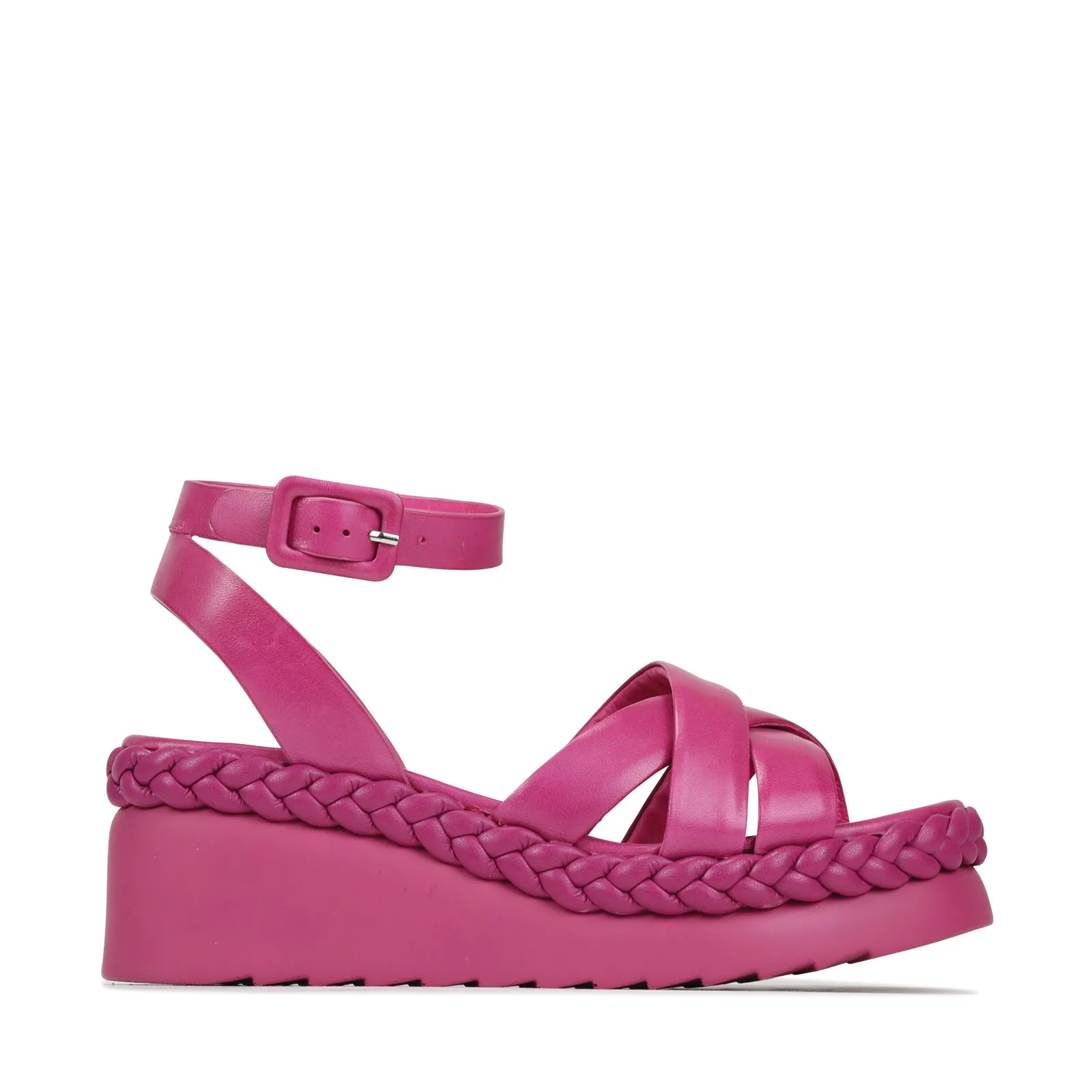 MELANA LEATHER WEDGE SANDALS