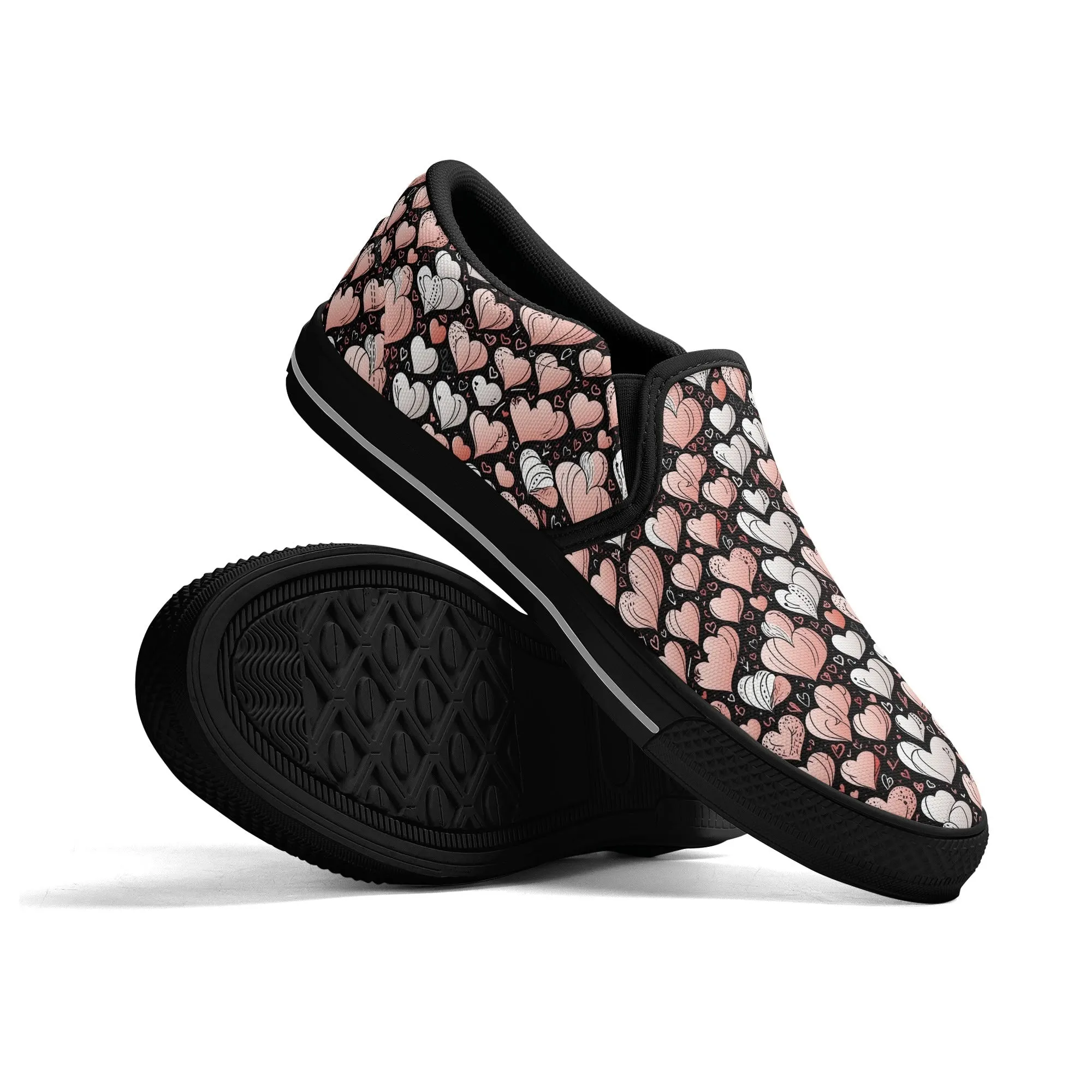 Mens Pink Hearts Rubber Slip On Shoes