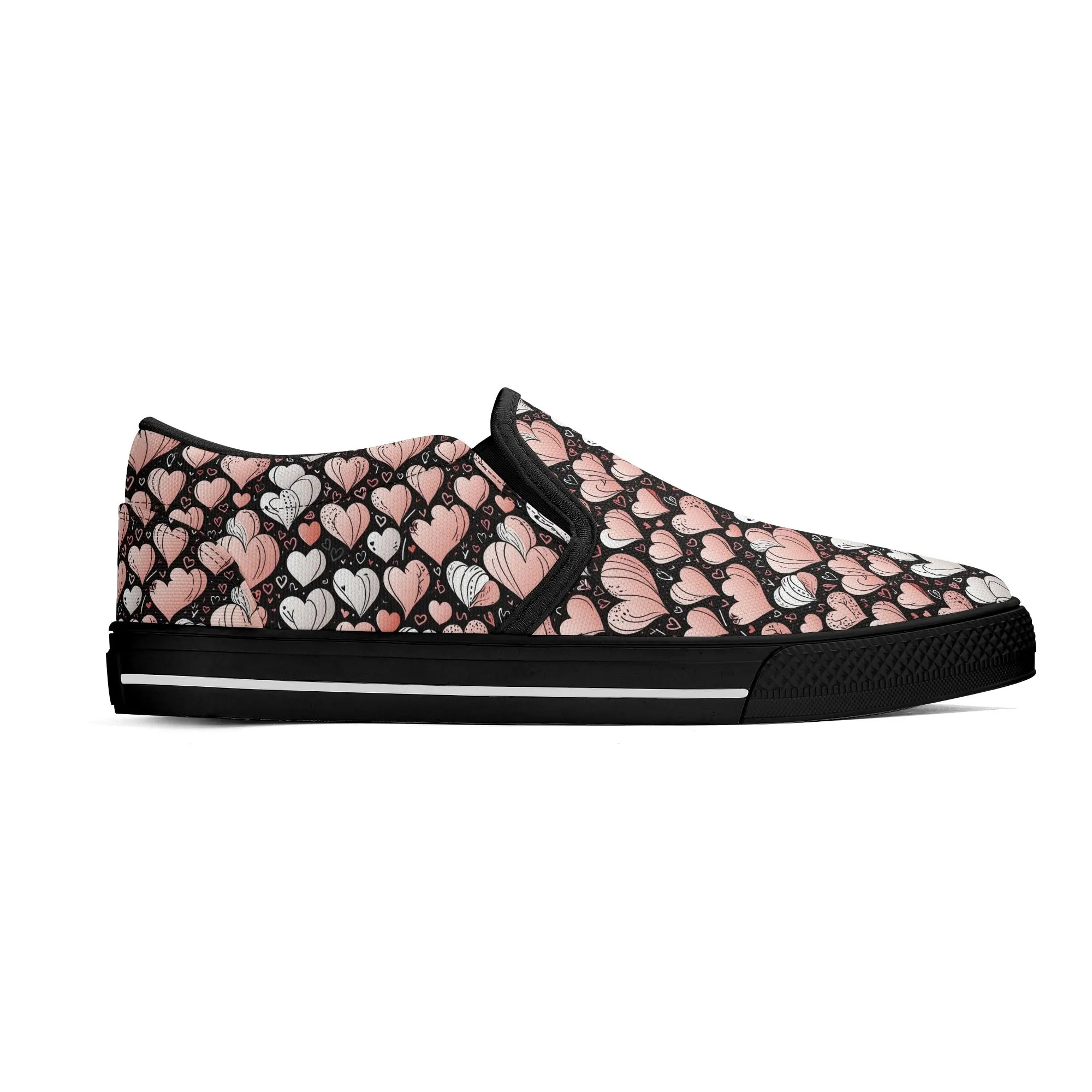 Mens Pink Hearts Rubber Slip On Shoes