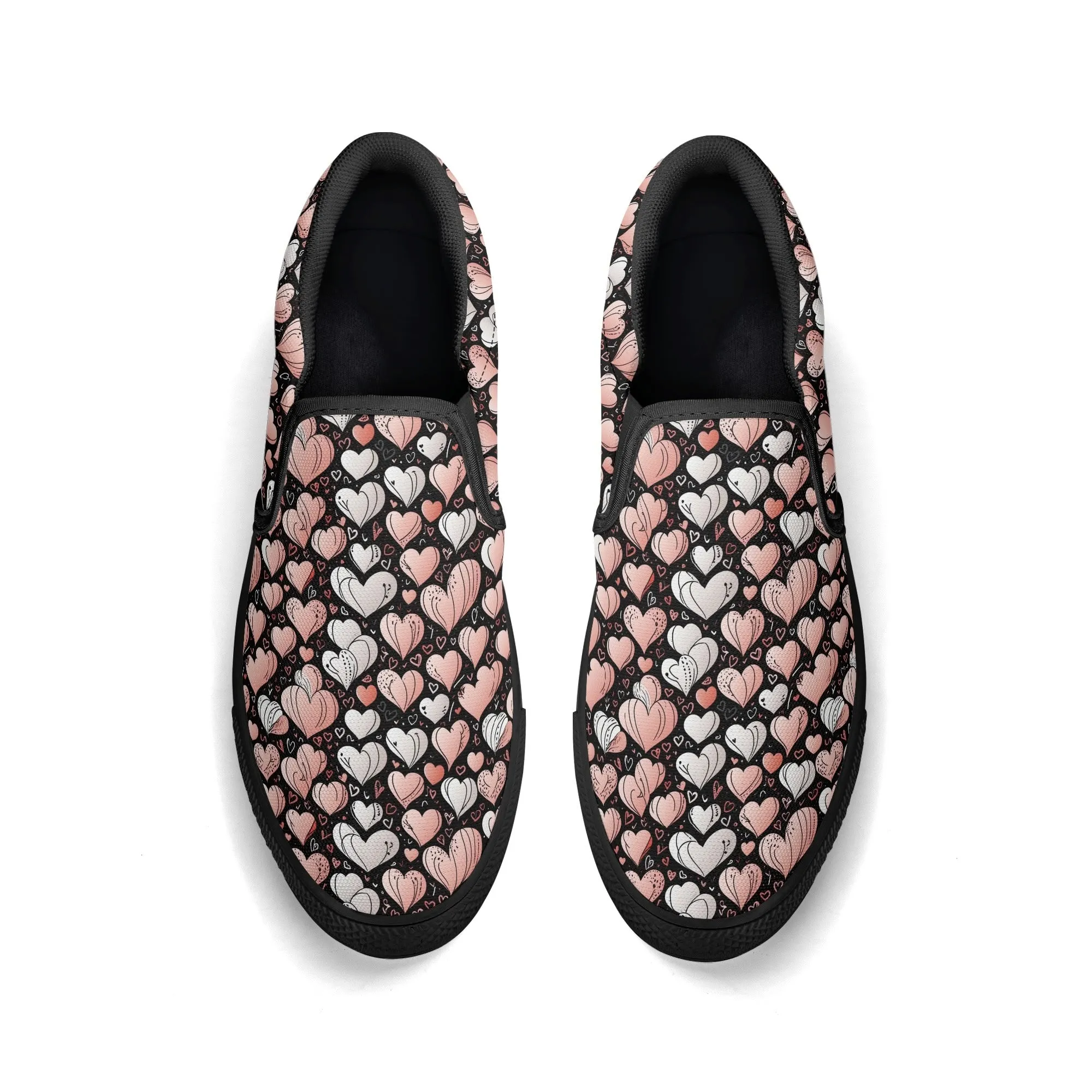 Mens Pink Hearts Rubber Slip On Shoes