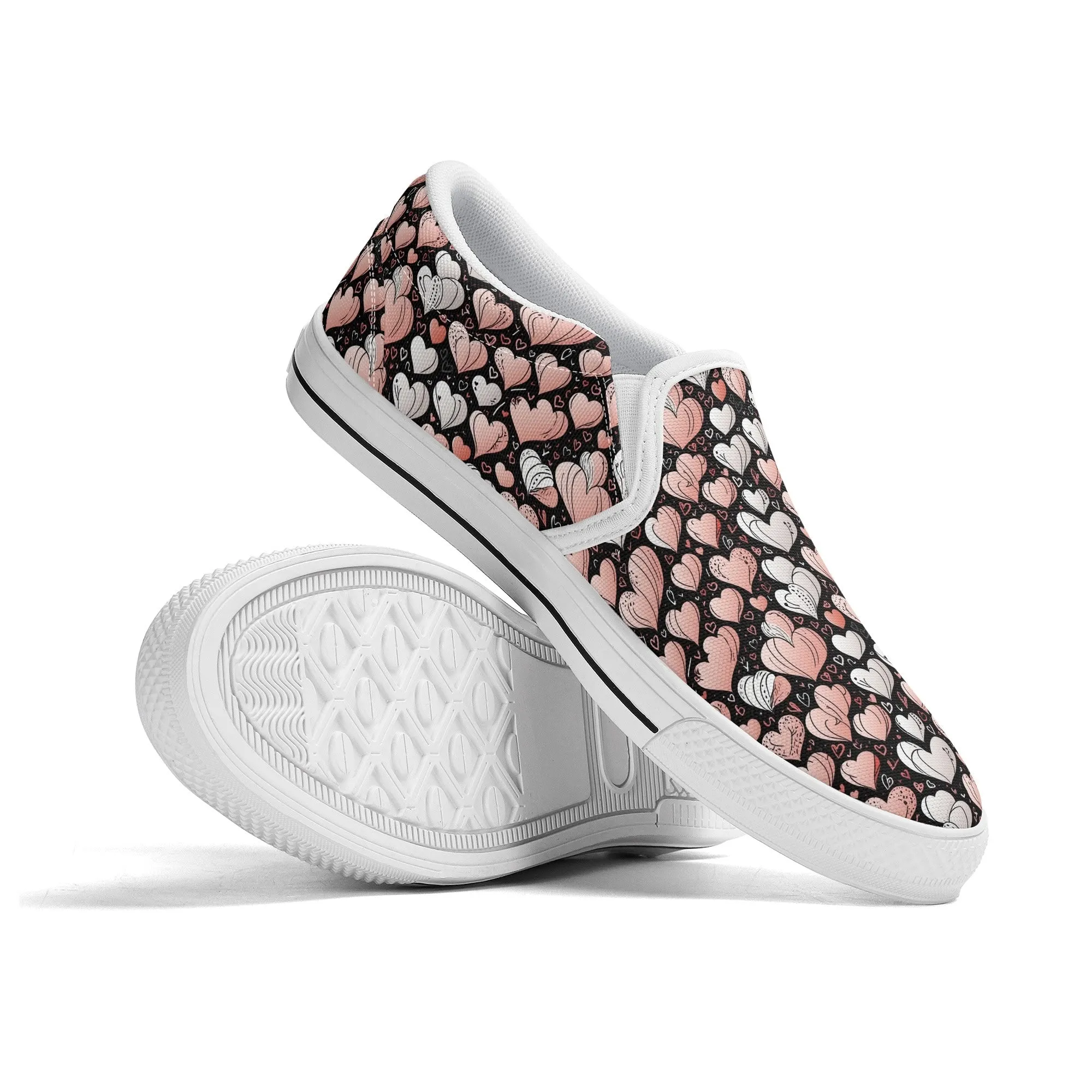 Mens Pink Hearts Rubber Slip On Shoes