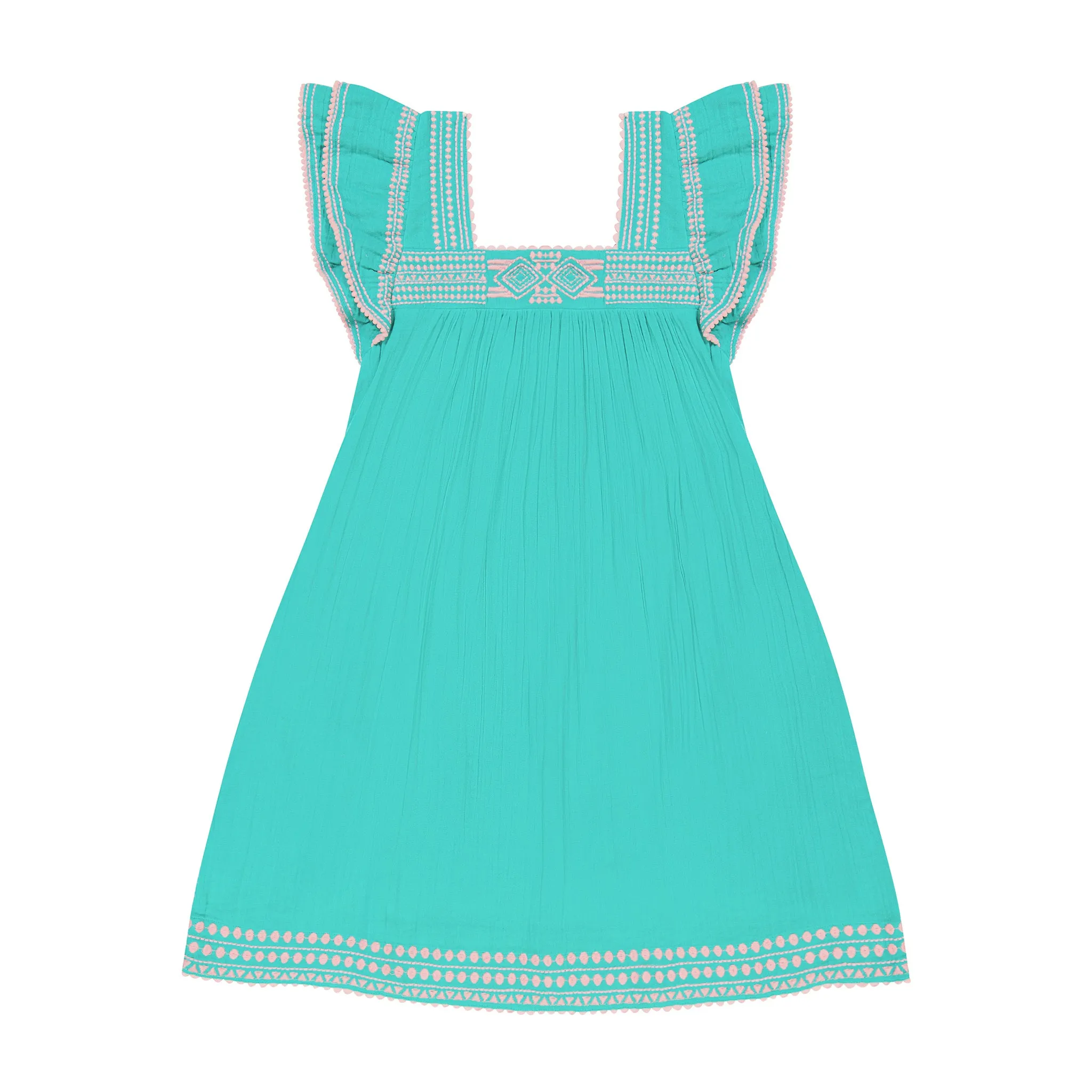 Mini Sandrine Women's Dress in Ocean Embroidery