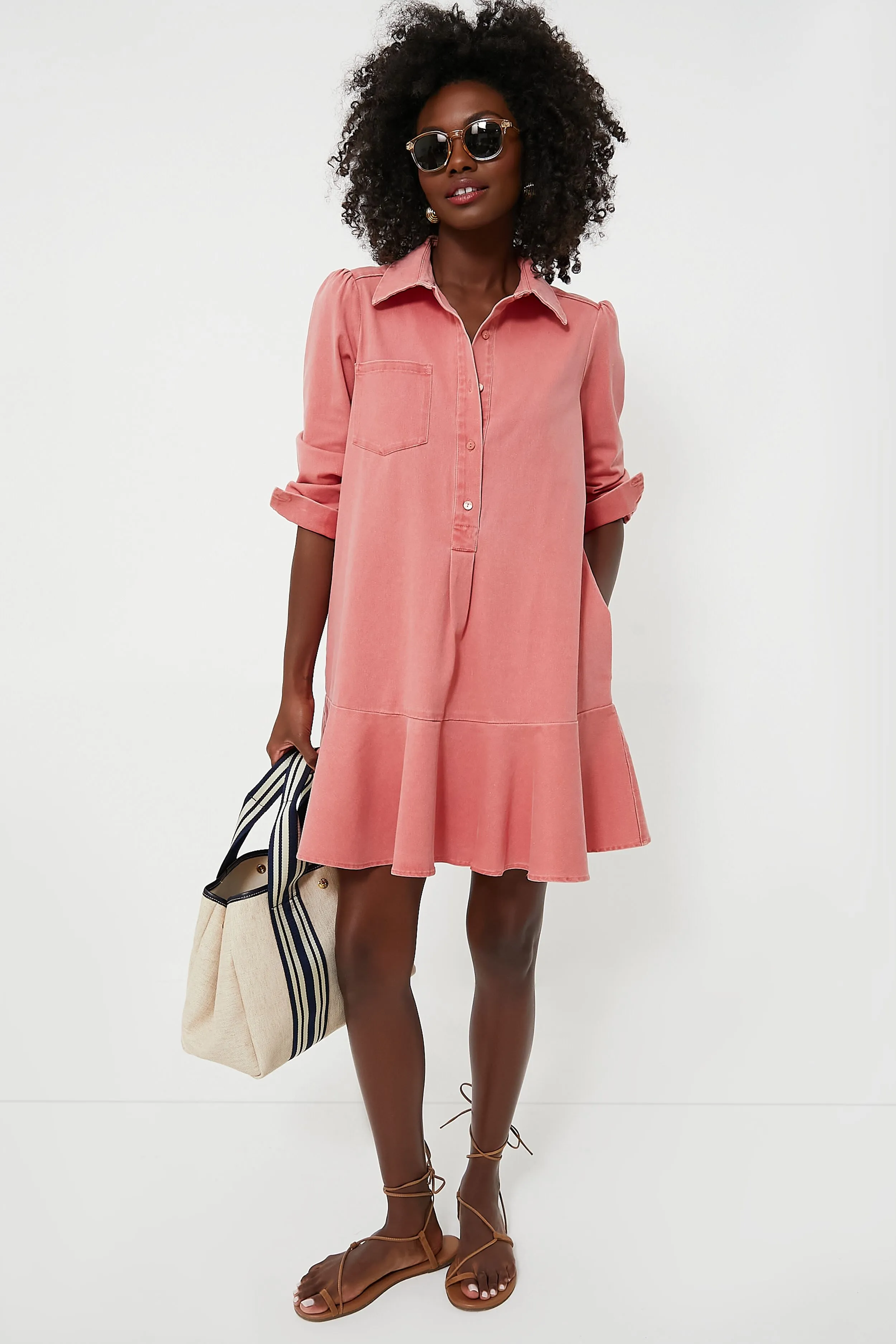 Nantucket Red Stretch Twill Callahan Shirt Dress