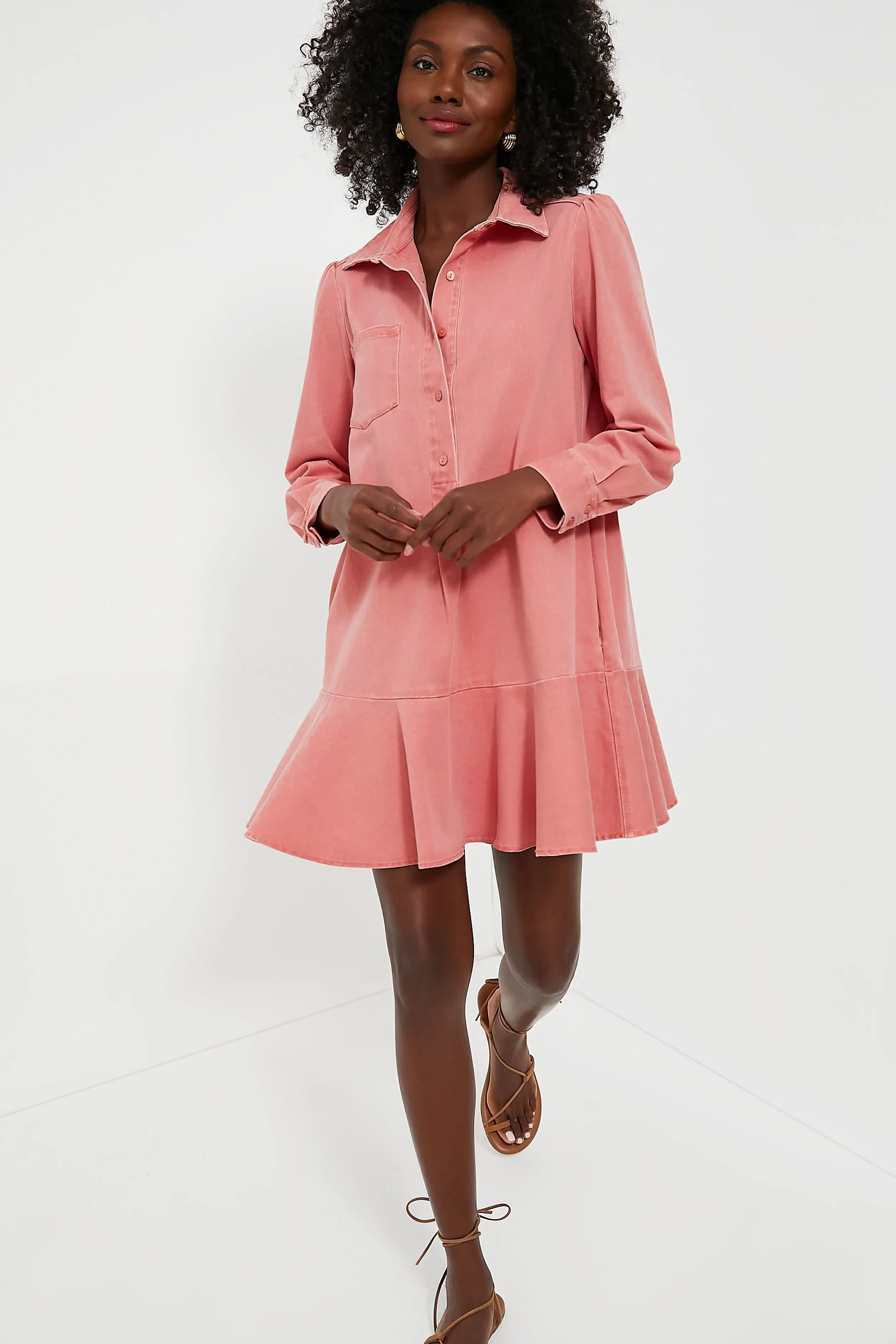 Nantucket Red Stretch Twill Callahan Shirt Dress