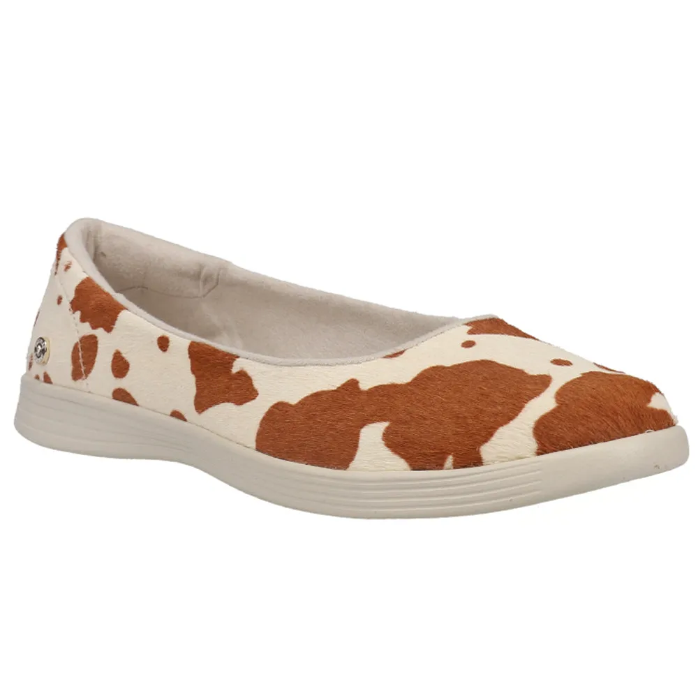 On the Go Dreamy Howdy Cow Print Slip On Flats